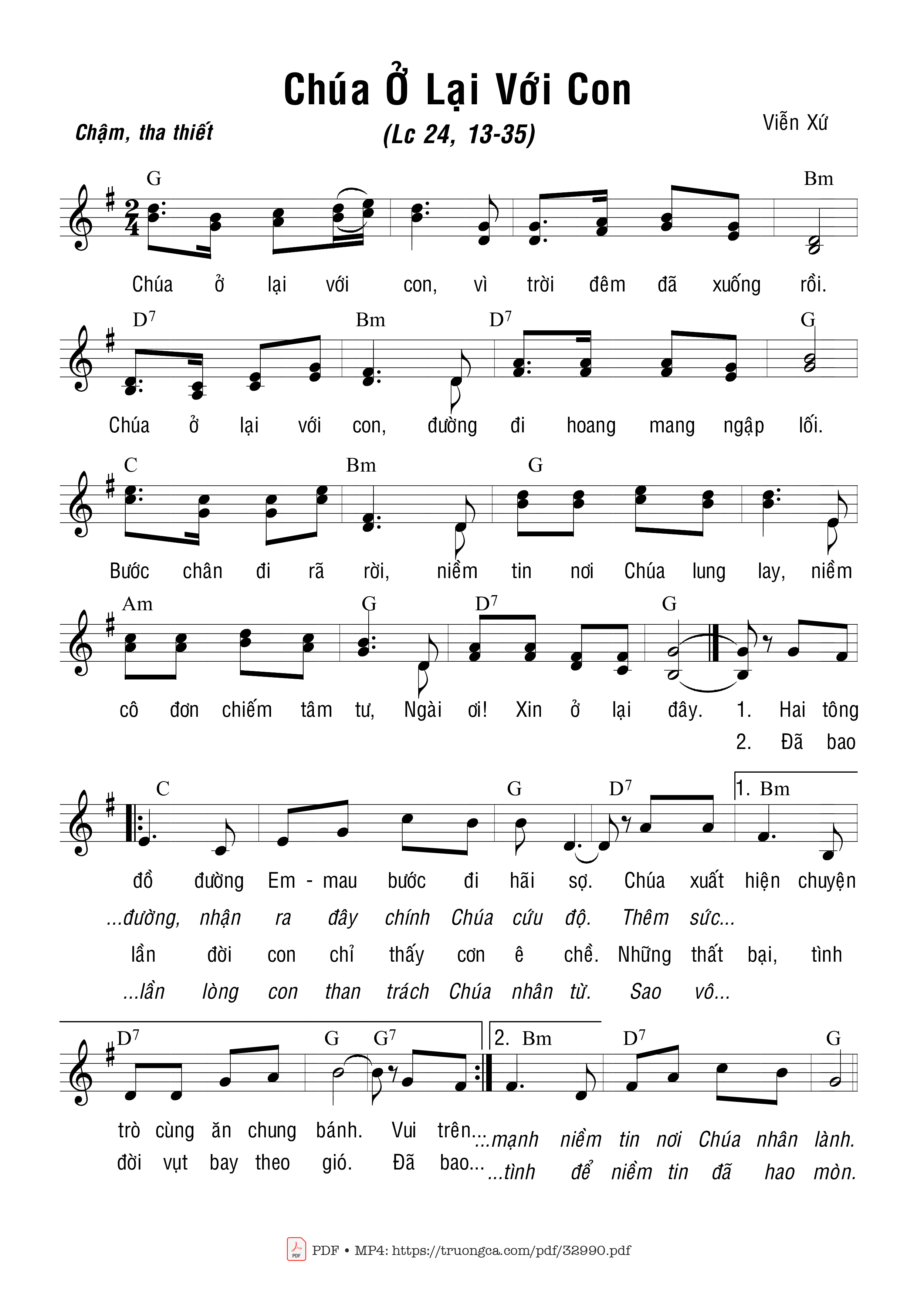 Page 1 of Sheet music PDF Chúa Ở Lại Với Con - Viễn Xứ
