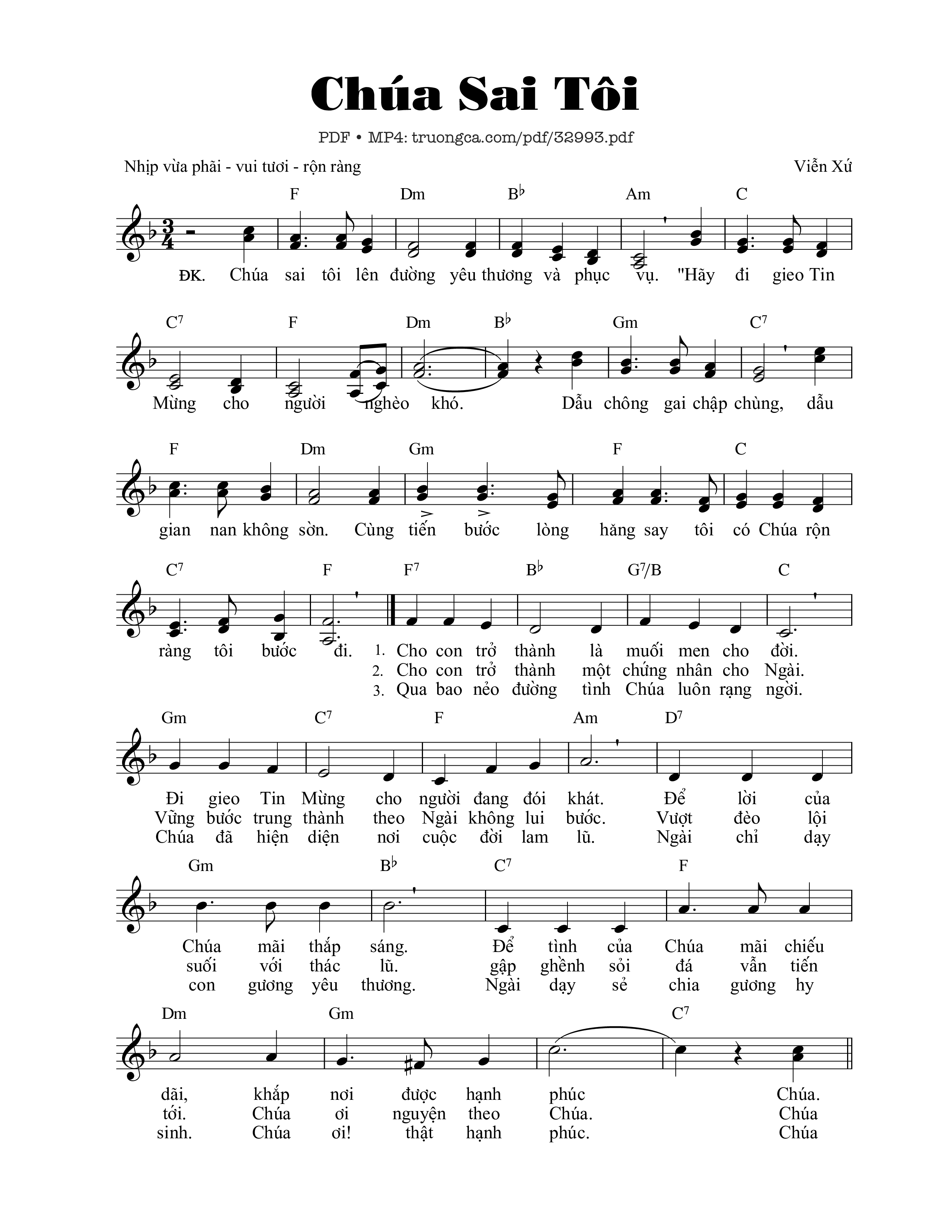 Sheet PDF of Chúa Sai Tôi - Viễn Xứ