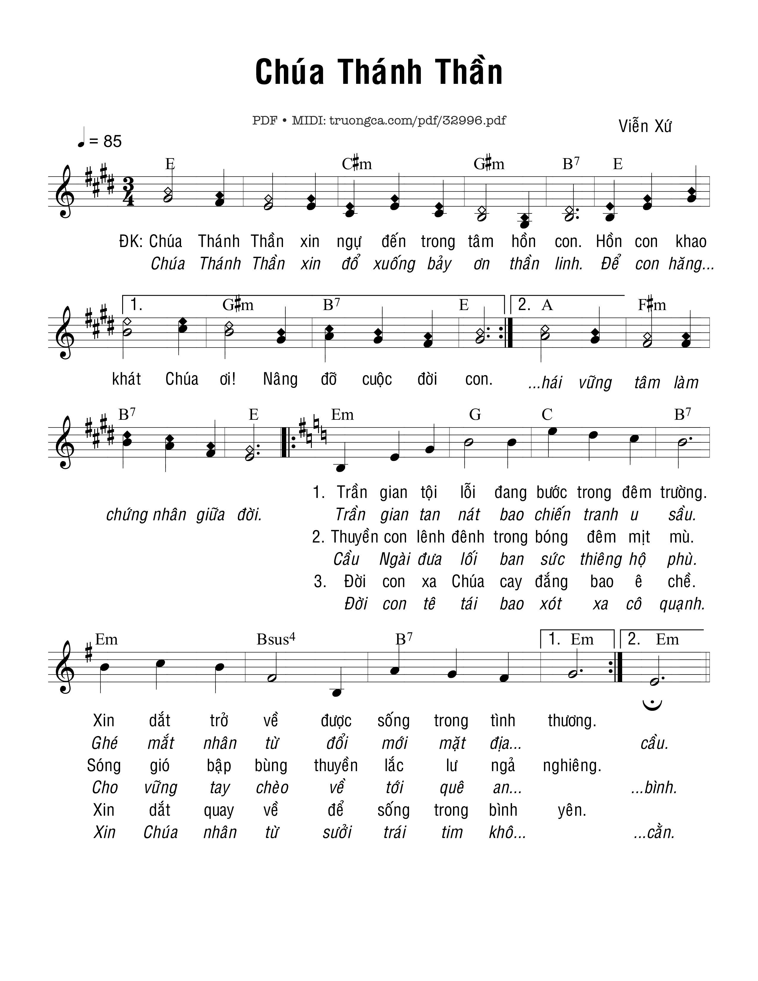 Page 1 of Sheet music PDF Chúa Thánh Thần - Viễn Xứ