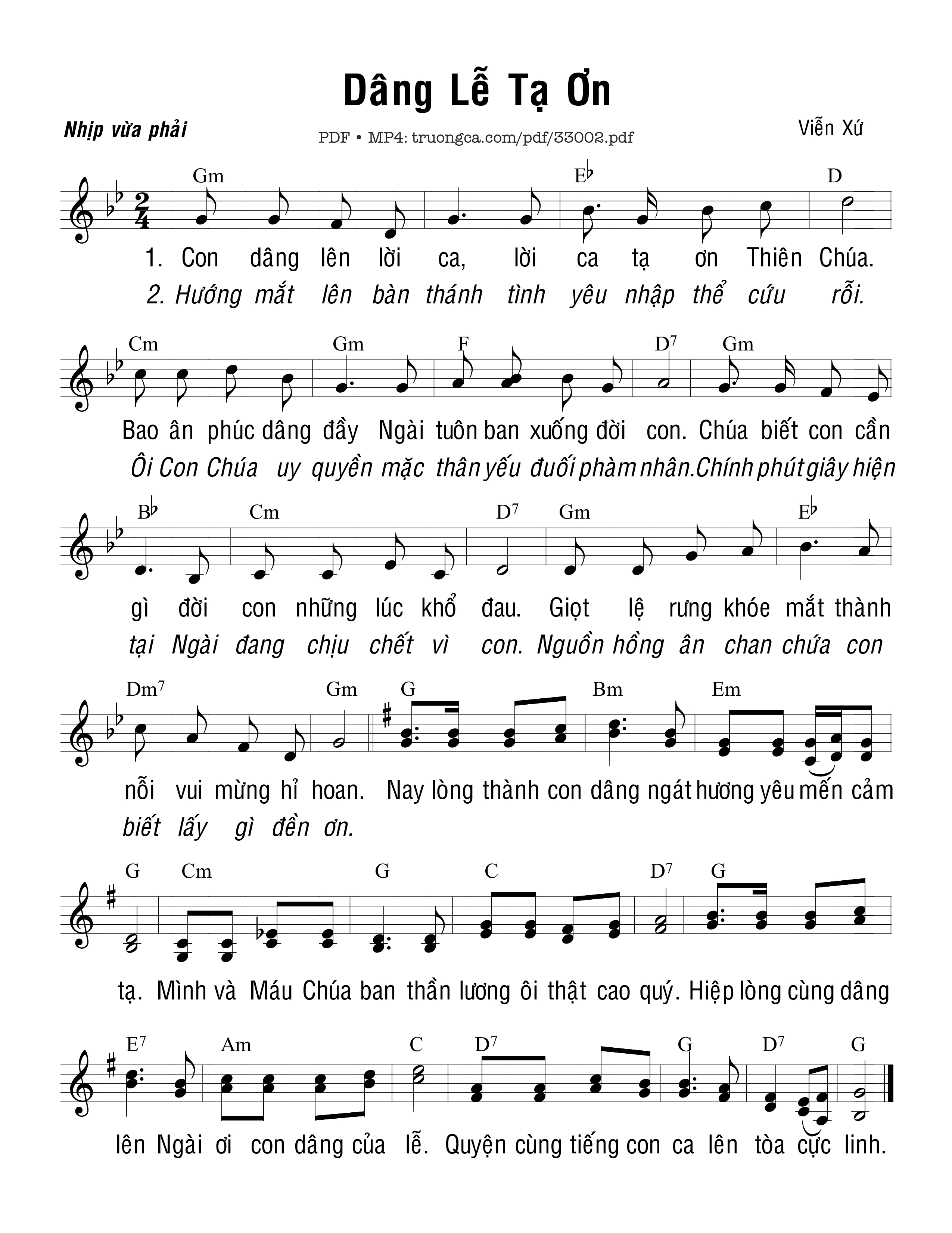 Page 1 of Sheet music PDF Dâng Lễ Tạ Ơn - Viễn Xứ