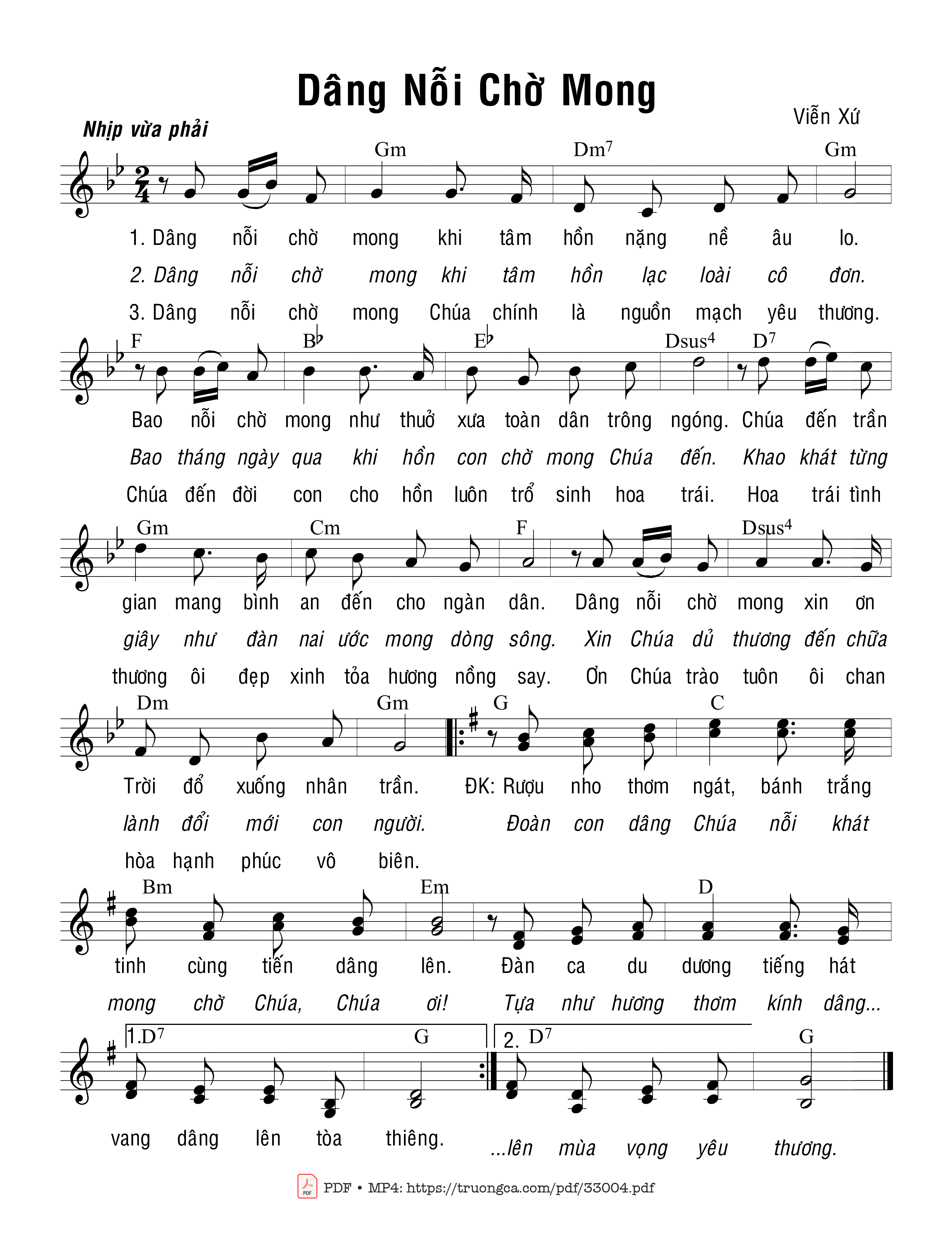 Sheet PDF of Dâng Nỗi Chờ Mong