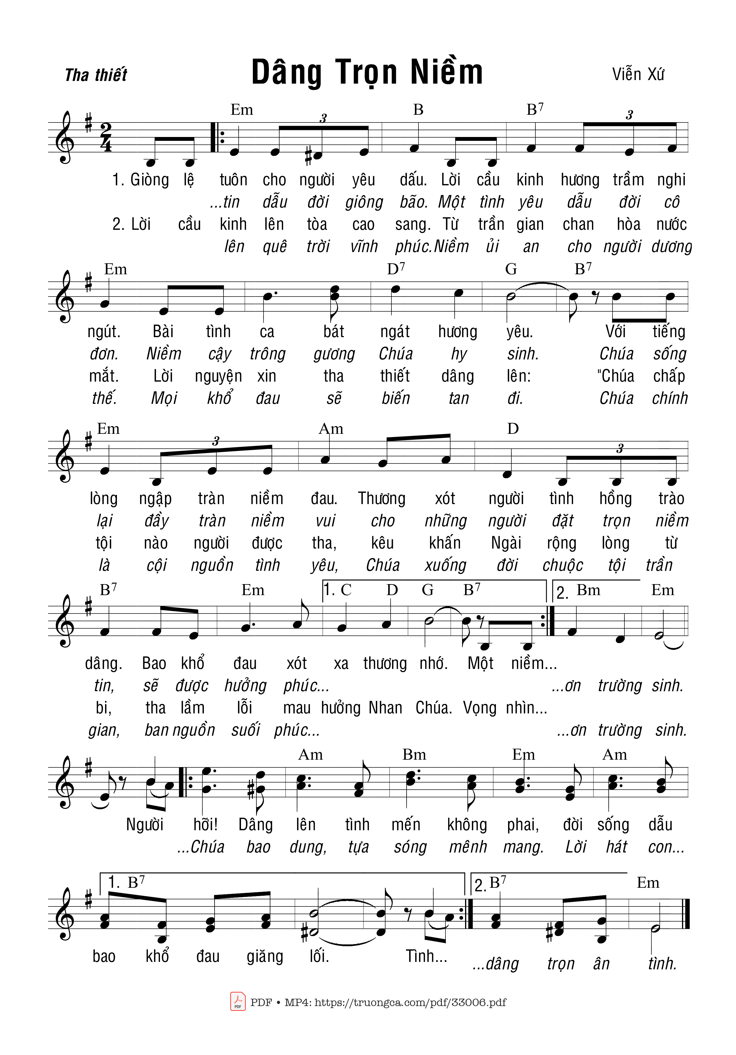 Sheet PDF of Dâng Trọn Niềm