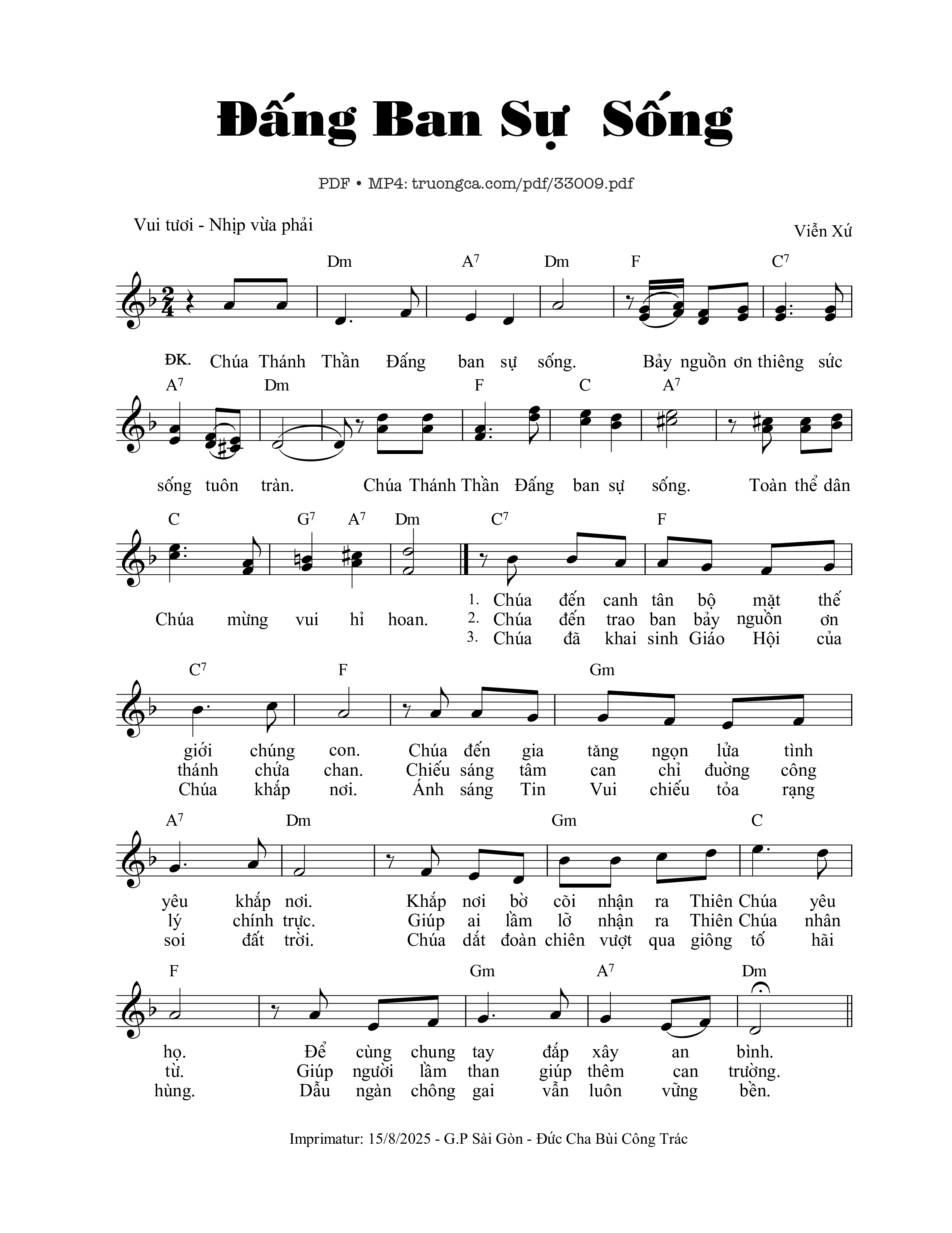 Page 1 of Sheet music PDF Đấng Ban Sự Sống - Viễn Xứ