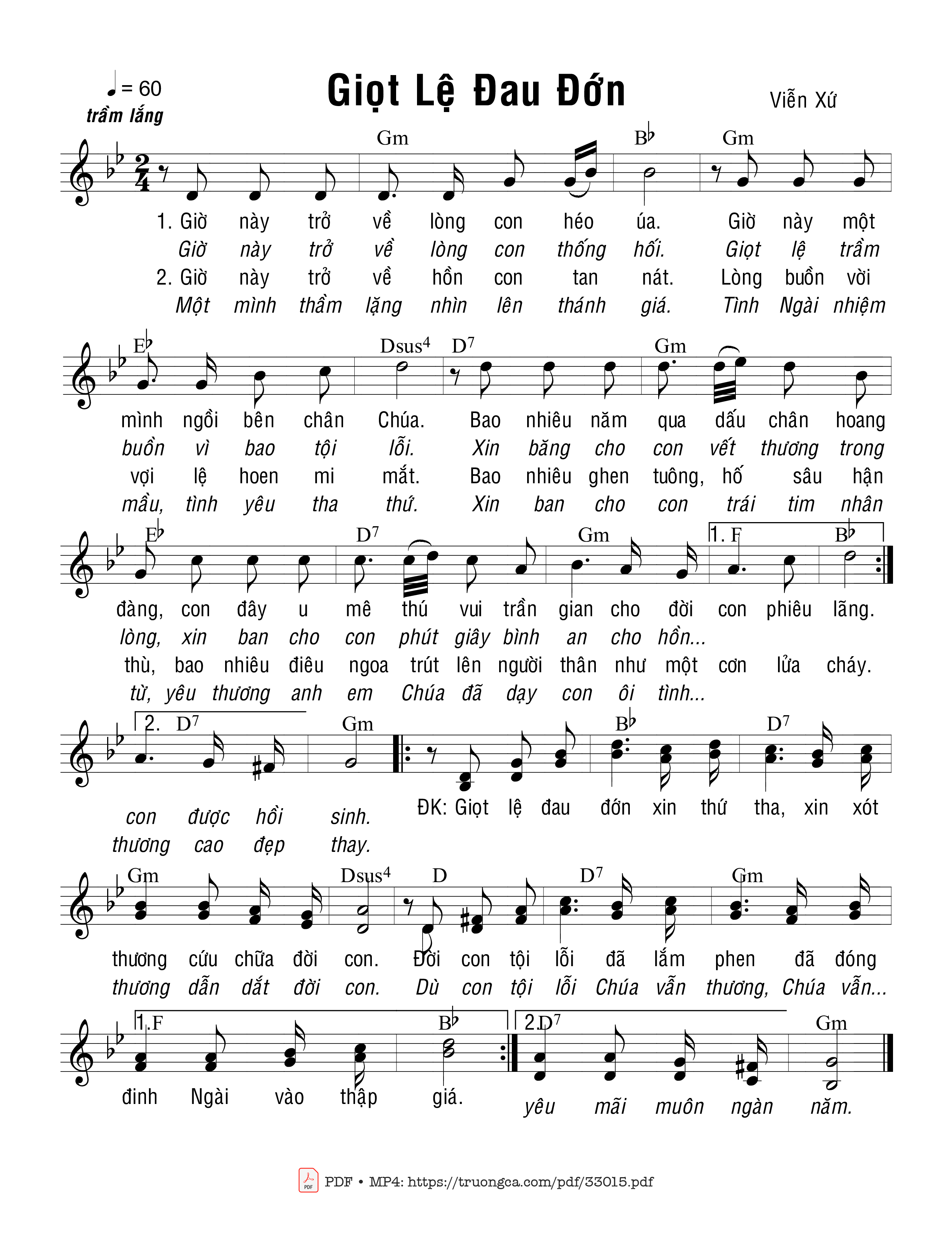 Sheet PDF of Giọt Lệ Đau Đớn