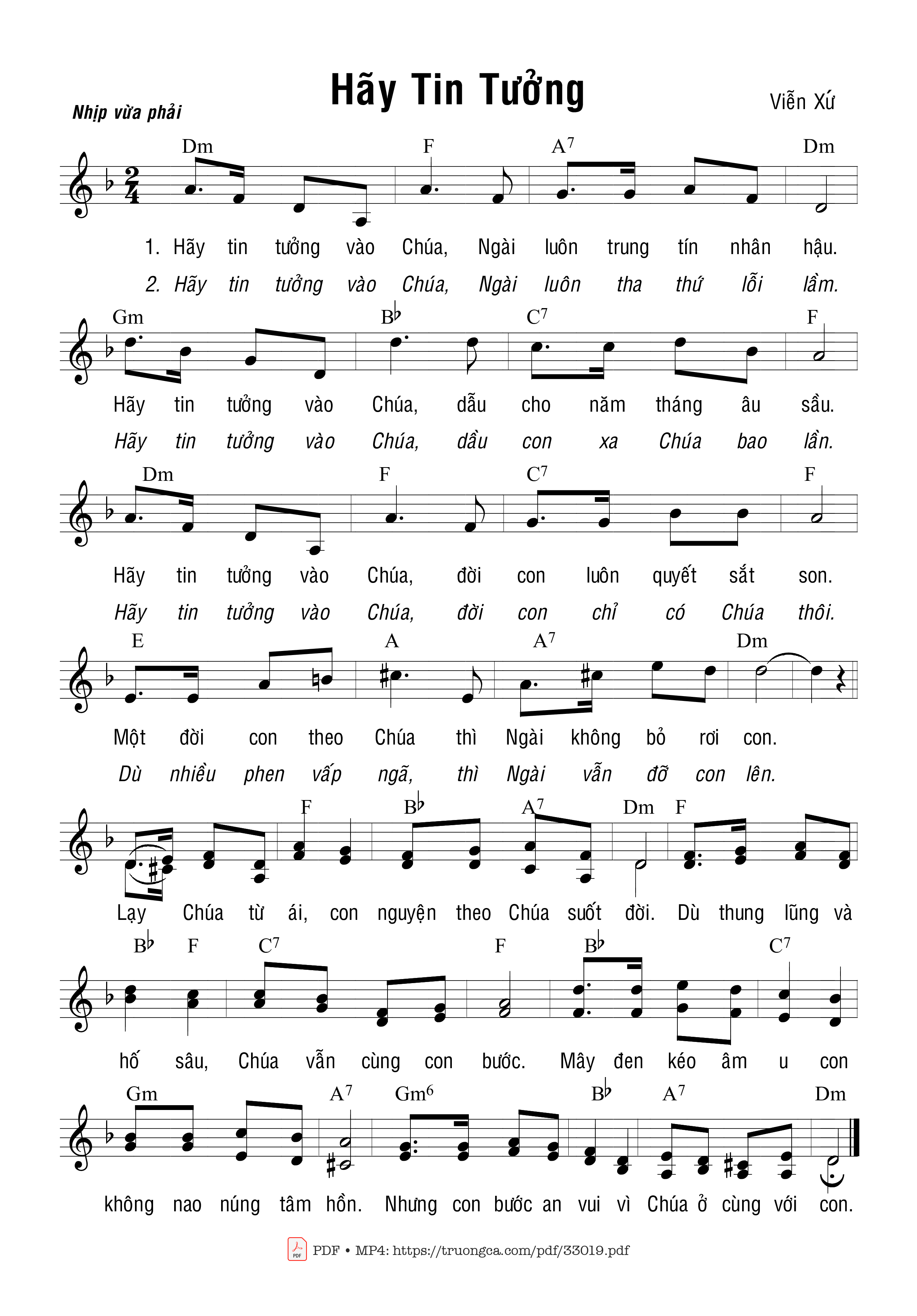 Page 1 of Sheet music PDF Hãy Tin Tưởng - Viễn Xứ