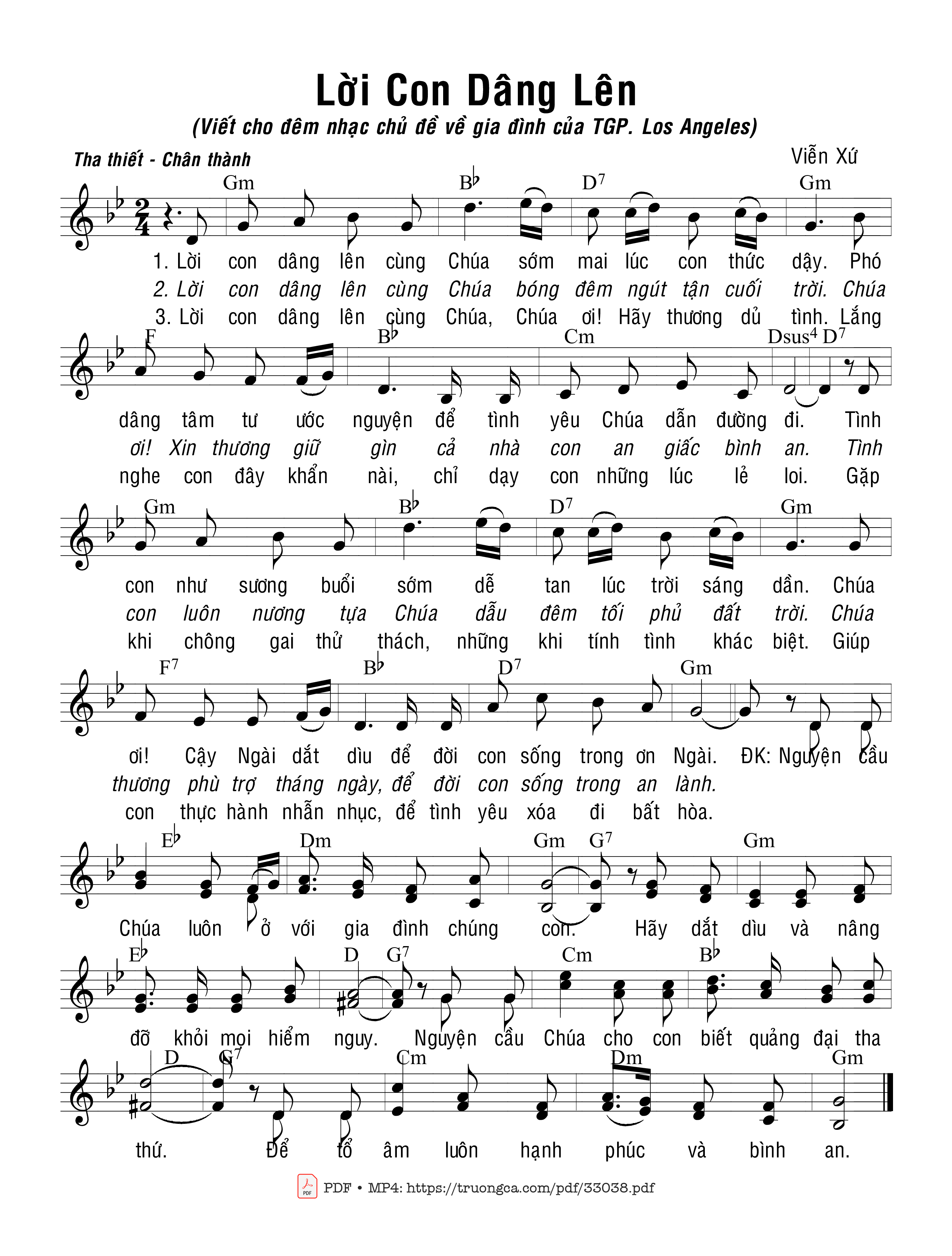 Sheet PDF of Lời Con Dâng Lên