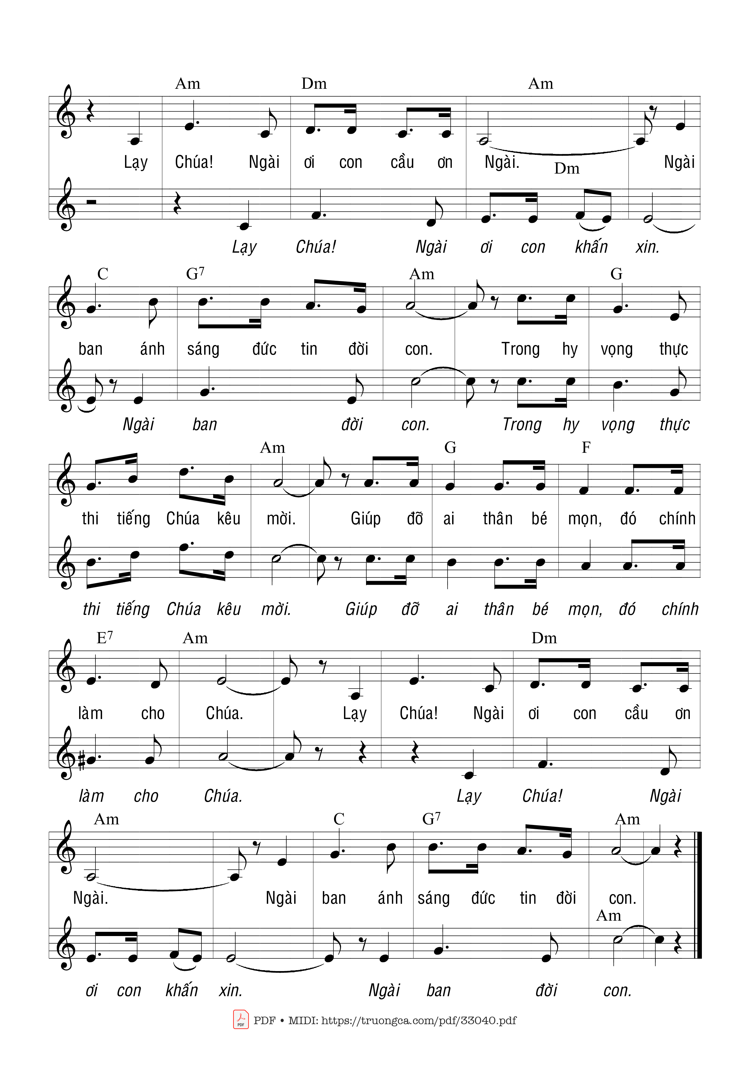 Page 2 of Sheet music PDF Lời Nguyện Cầu - Viễn Xứ