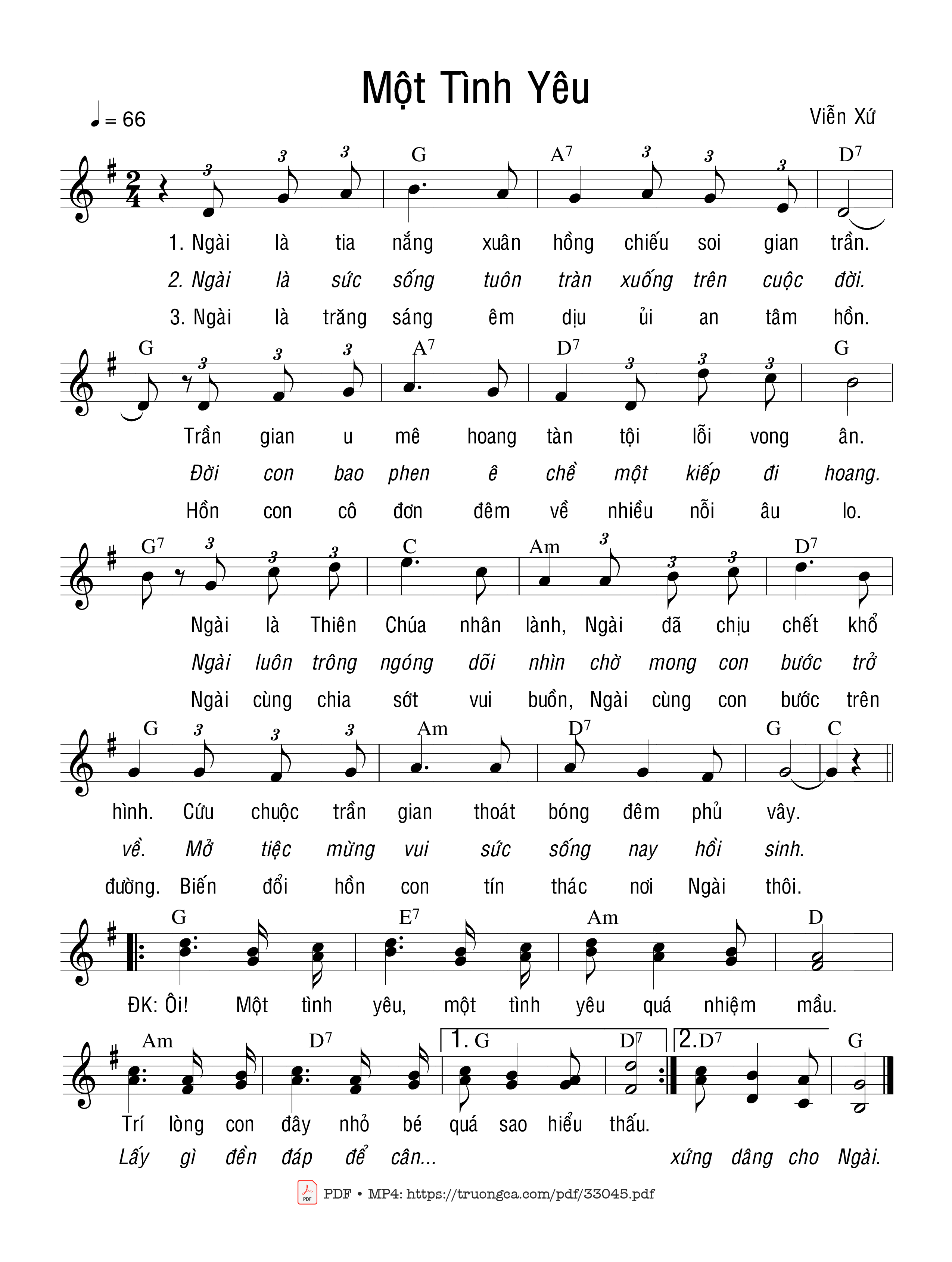 Sheet PDF of Một Tình Yêu