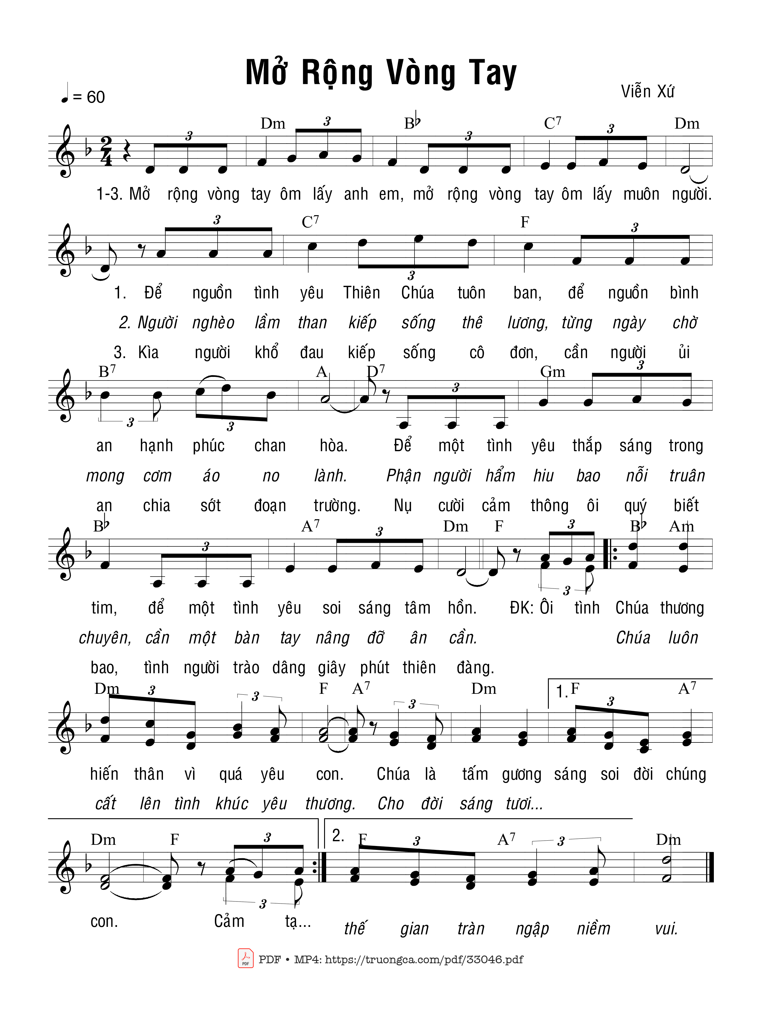 Sheet PDF of Mở Rộng Vòng Tay