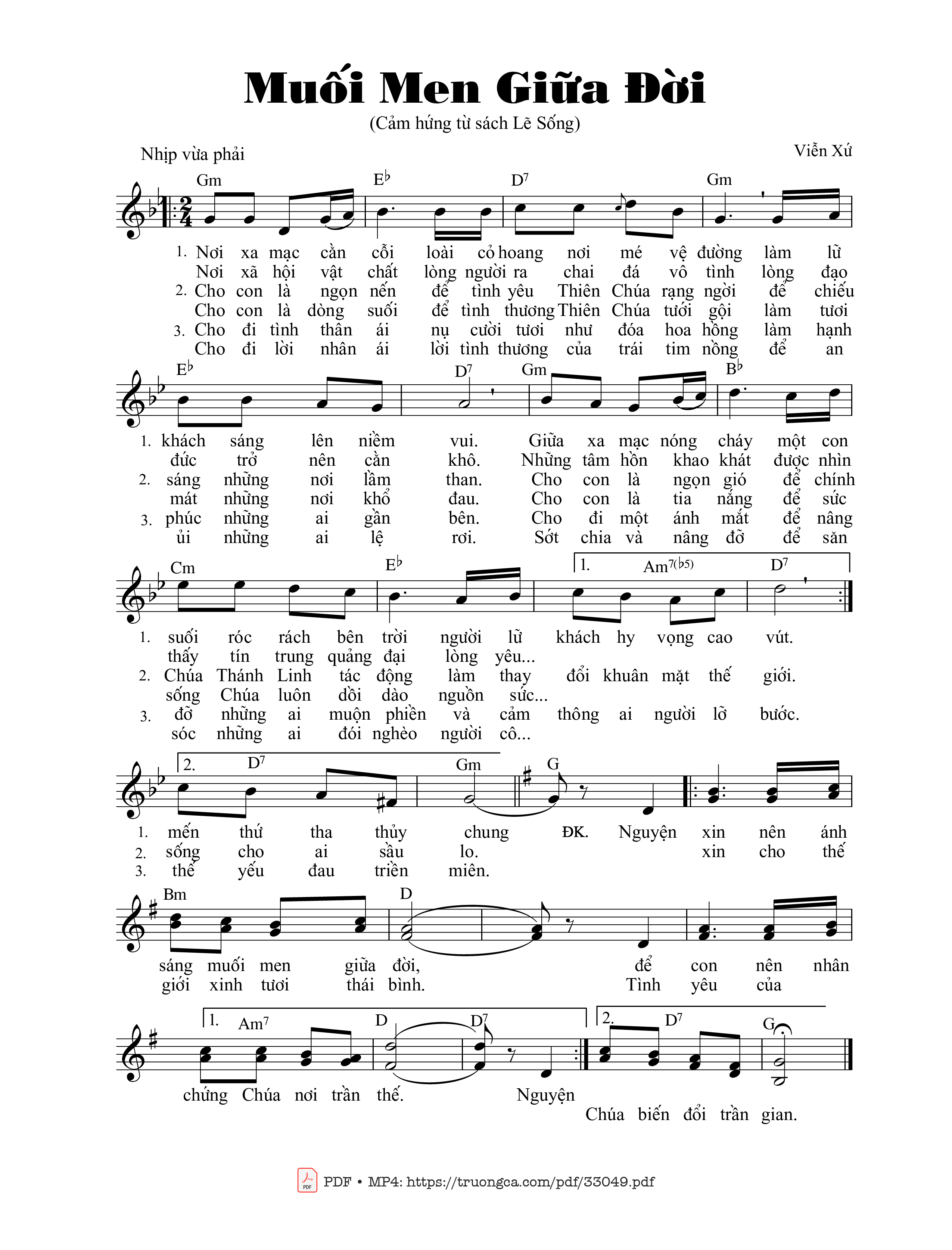 Sheet PDF of Muối Men Giữa Đời