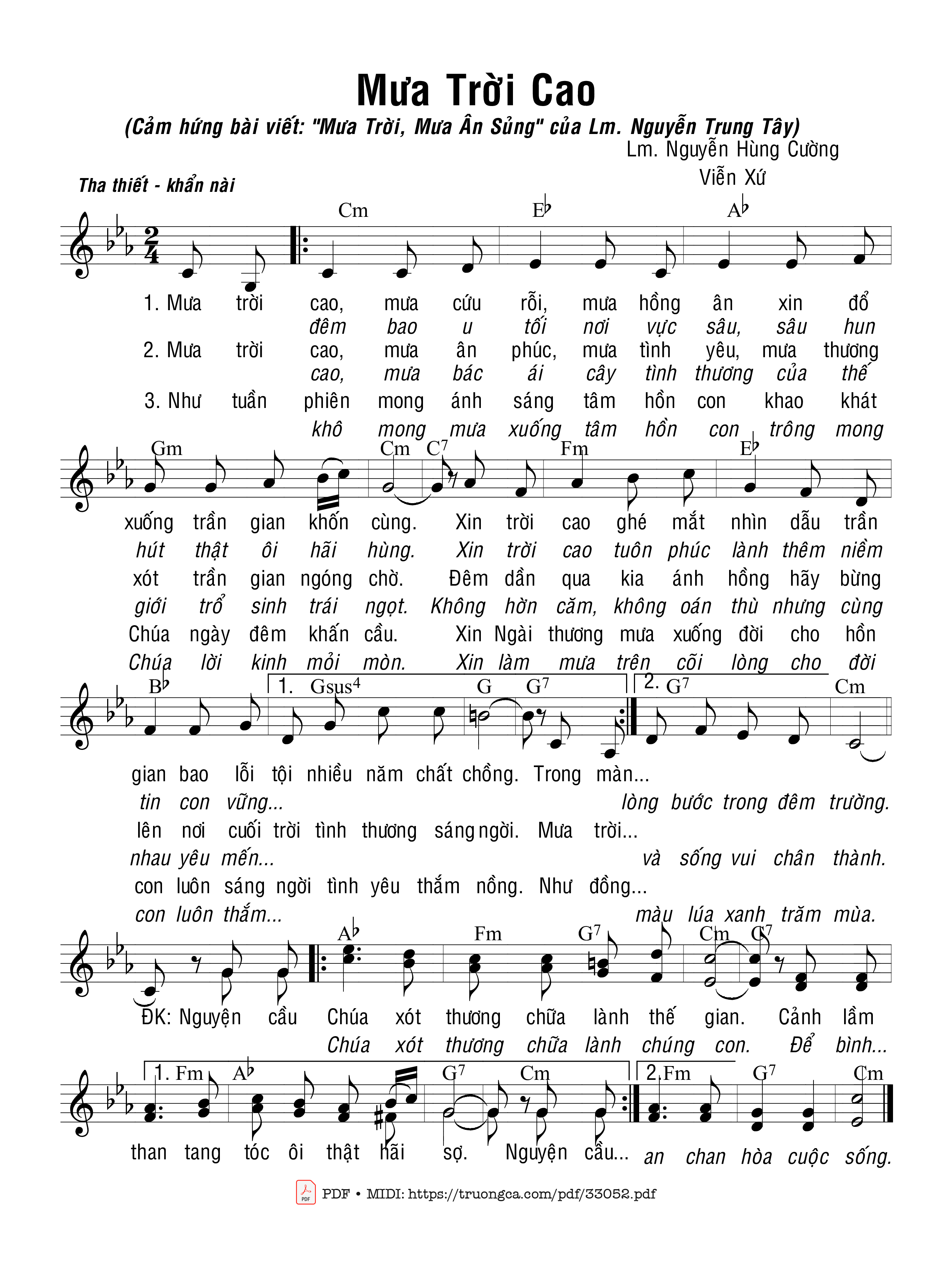 Sheet PDF of Mưa Trời Cao