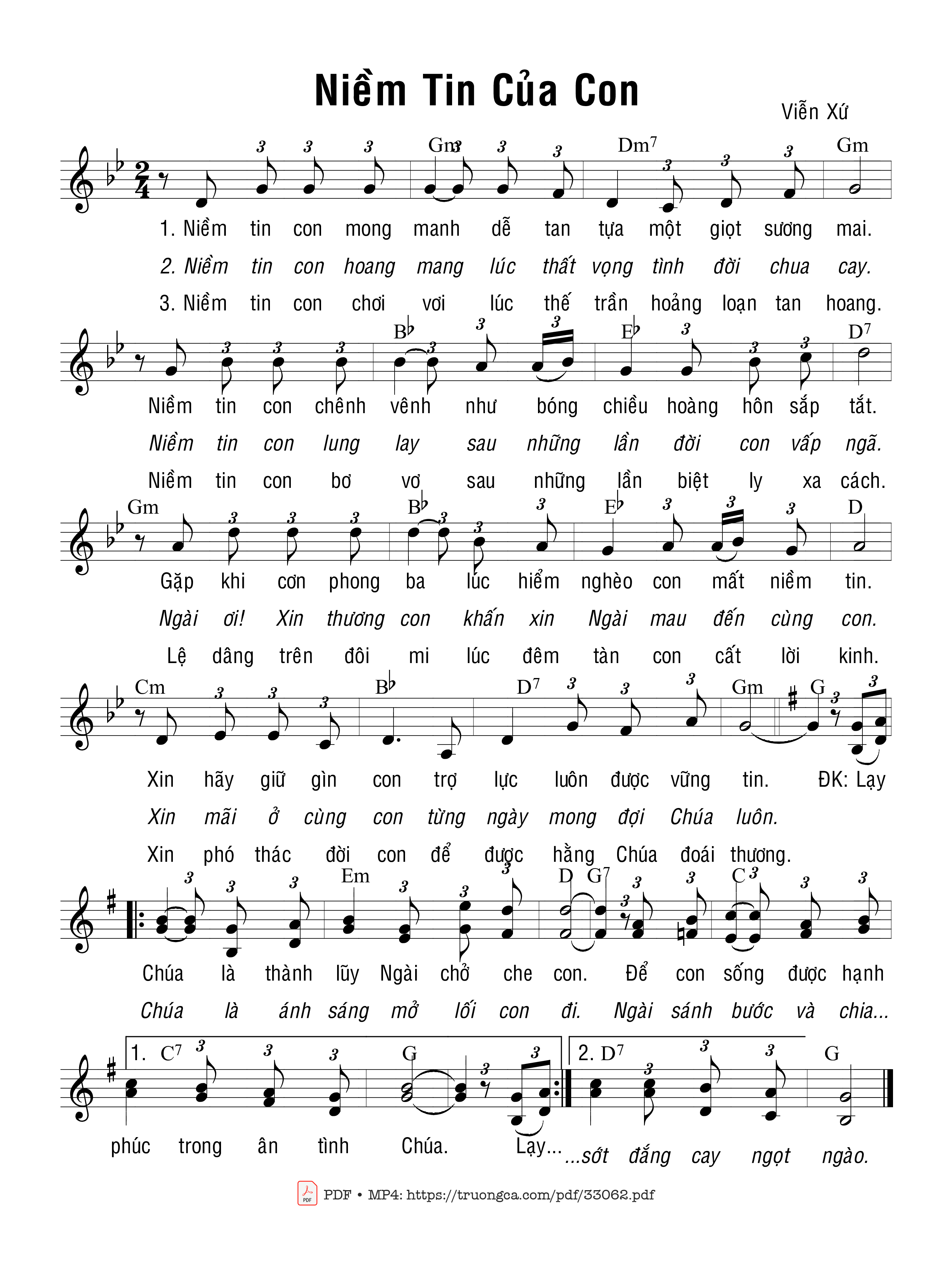 Sheet PDF of Niềm Tin Của Con