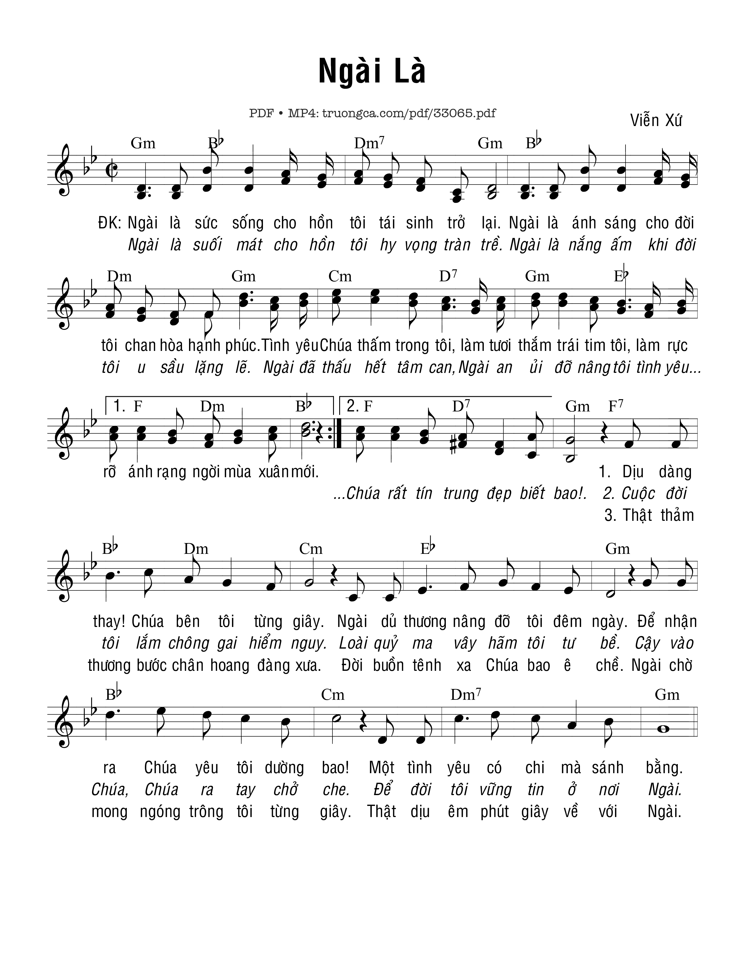 Page 1 of Sheet music PDF Ngài Là - Viễn Xứ