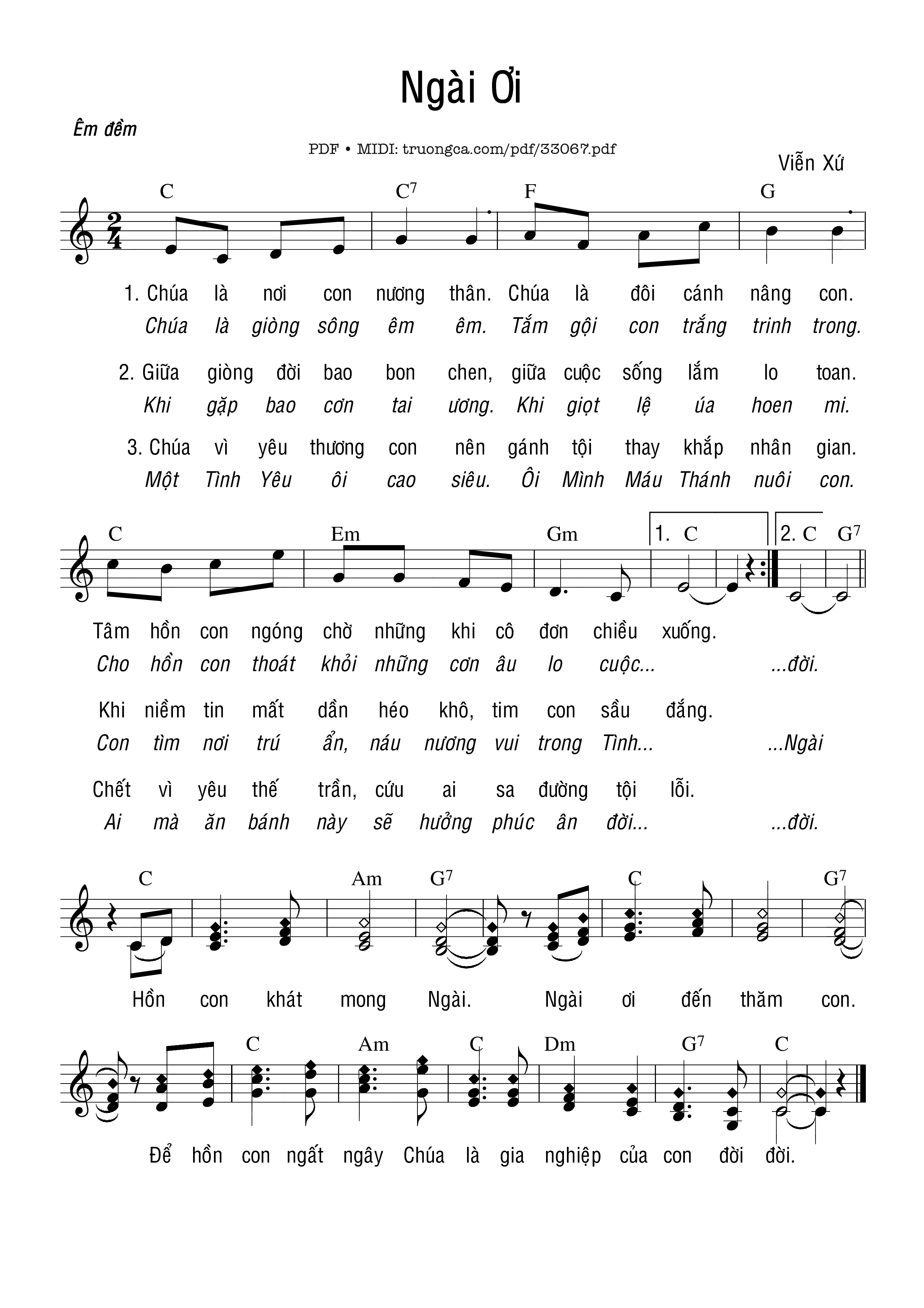 Page 1 of Sheet music PDF Ngài Ơi - Viễn Xứ