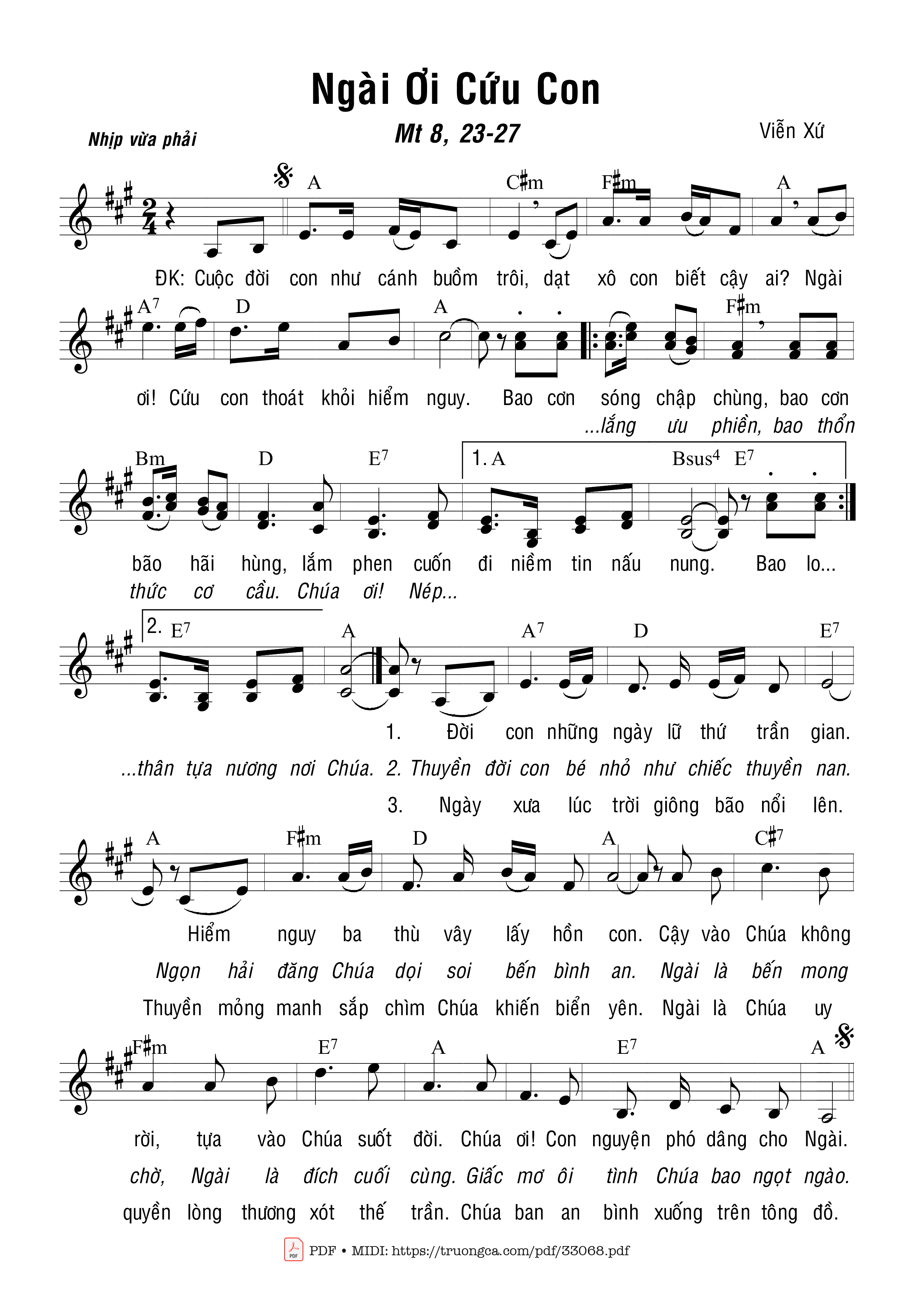 Page 1 of Sheet music PDF Ngài Ơi, Cứu Con - Viễn Xứ