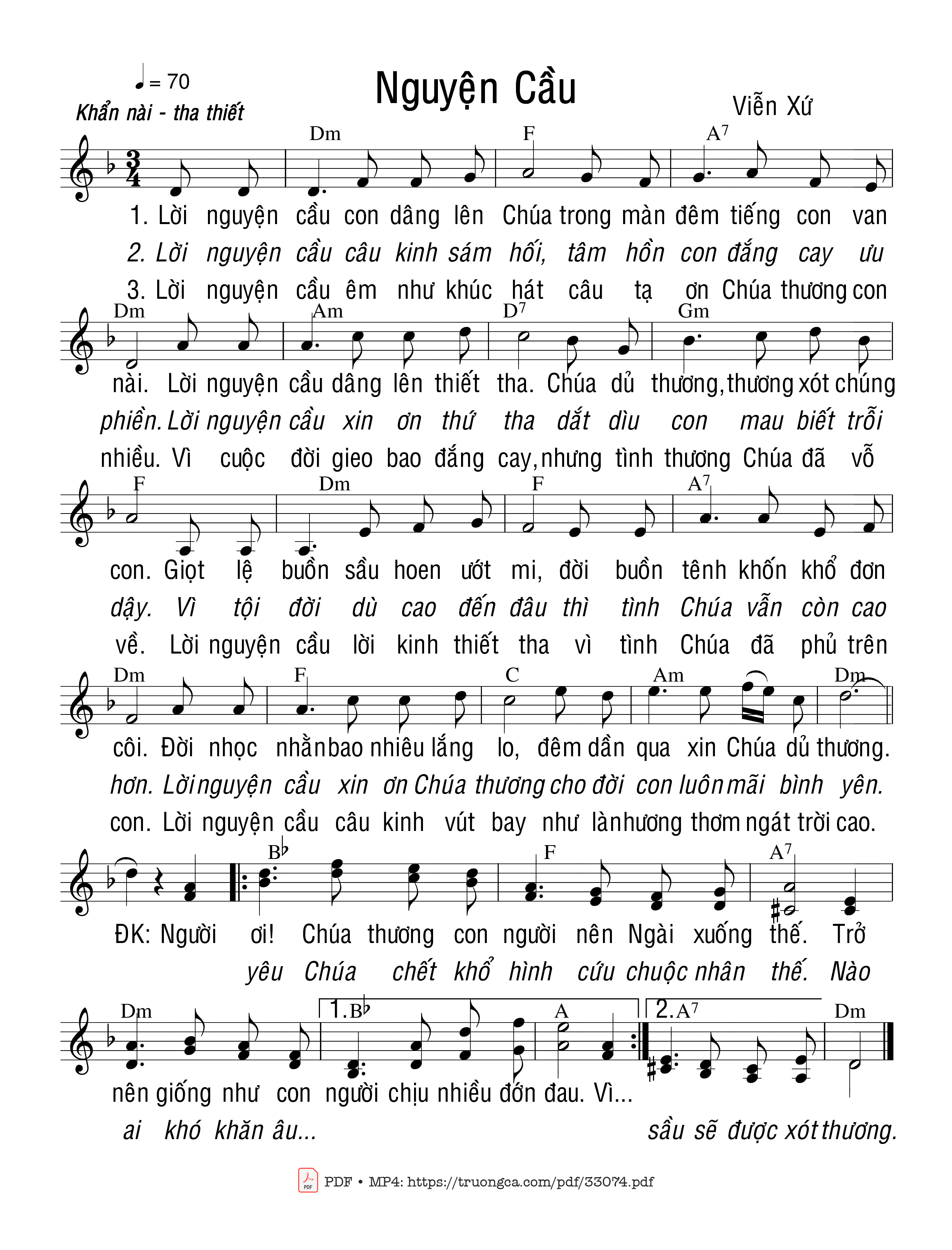 Page 1 of Sheet music PDF Nguyện Cầu - Viễn Xứ