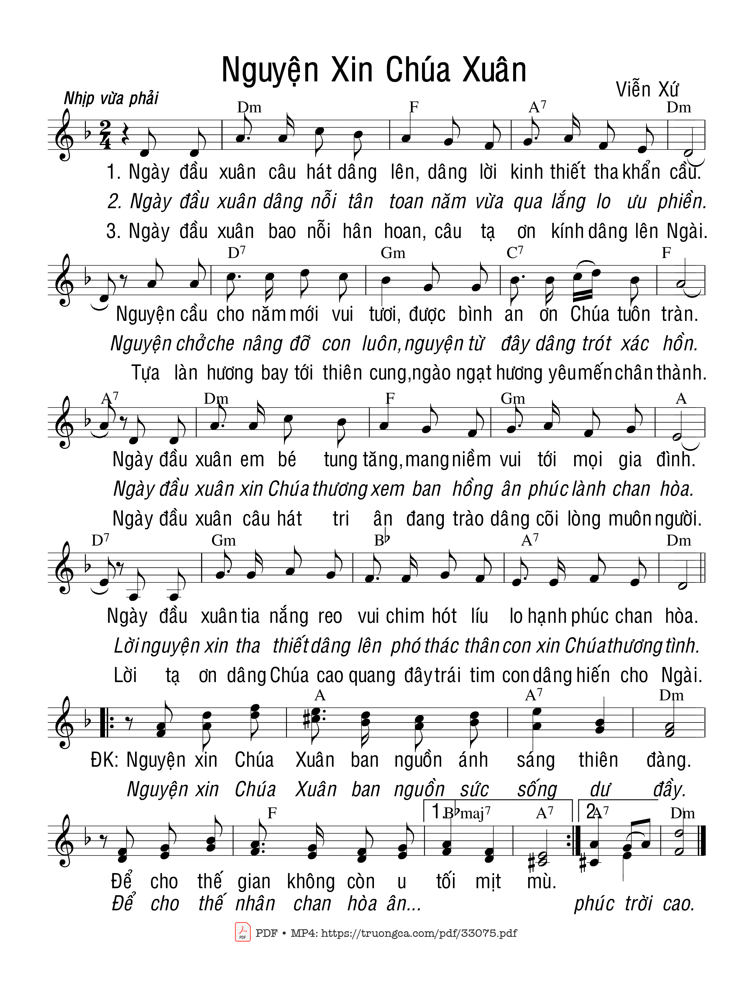 Sheet PDF of Nguyện Xin Chúa Xuân
