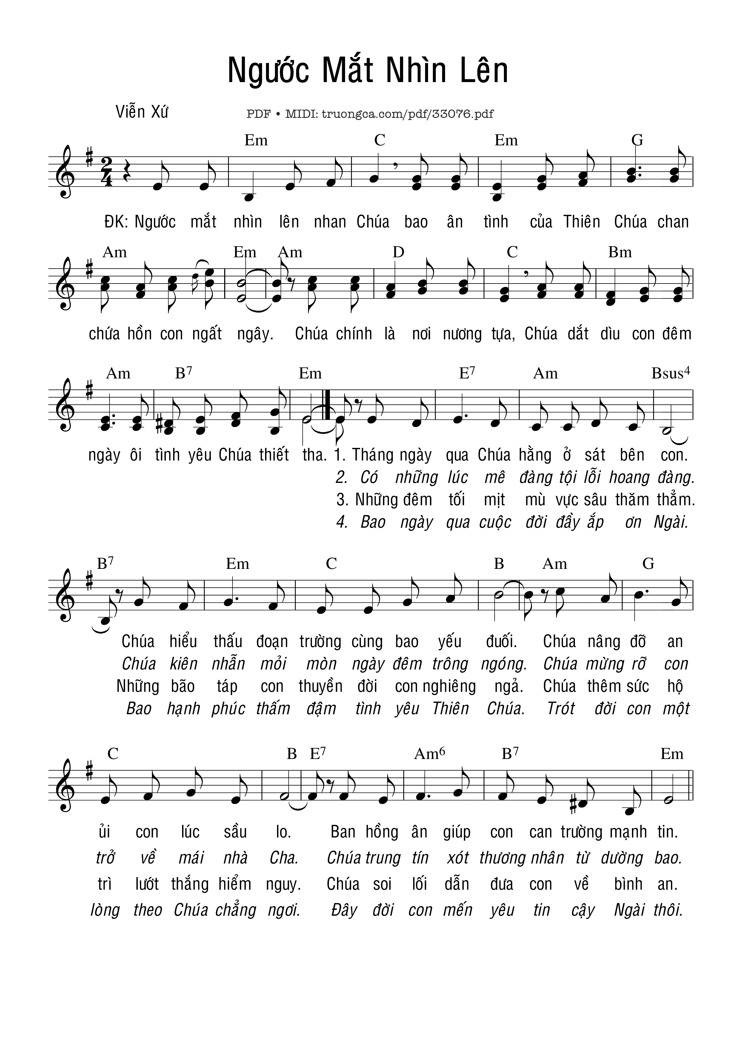 Sheet PDF of Ngước Mắt Nhìn Lên