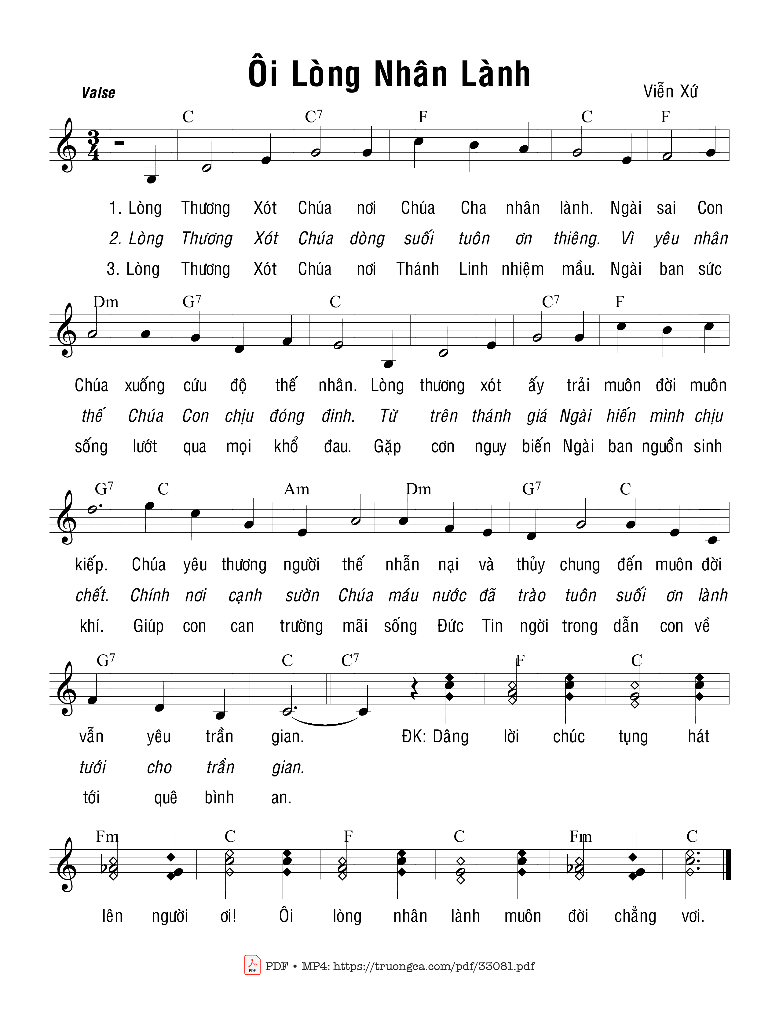 Page 1 of Sheet music PDF Ôi Lòng Nhân Lành - Viễn Xứ