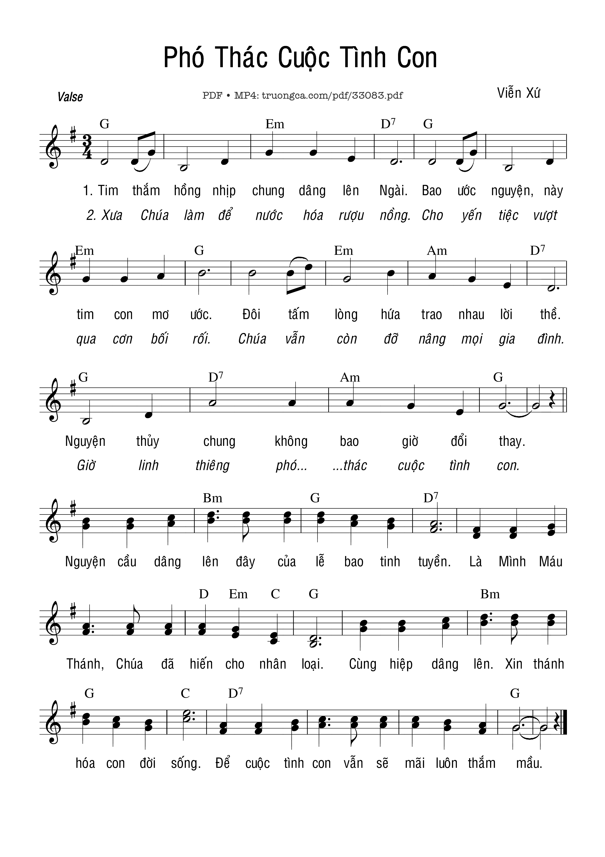 Sheet PDF of Phó Thác Cuộc Tình Con
