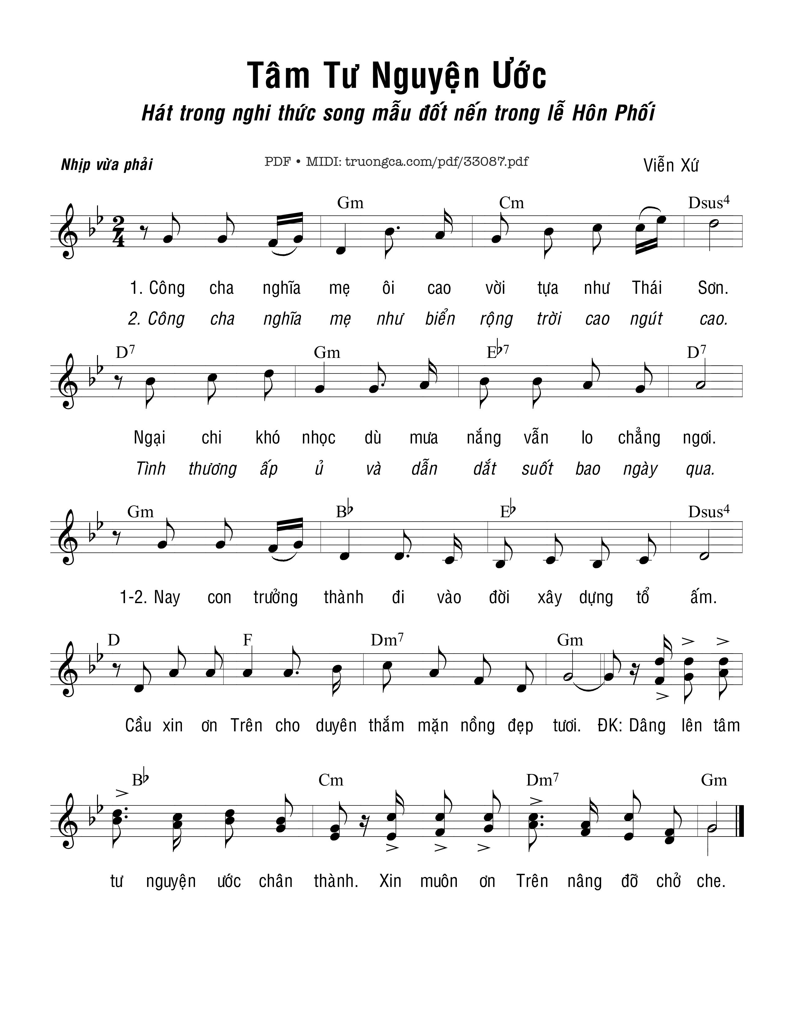 Sheet PDF of Tâm Tư Nguyện Ước