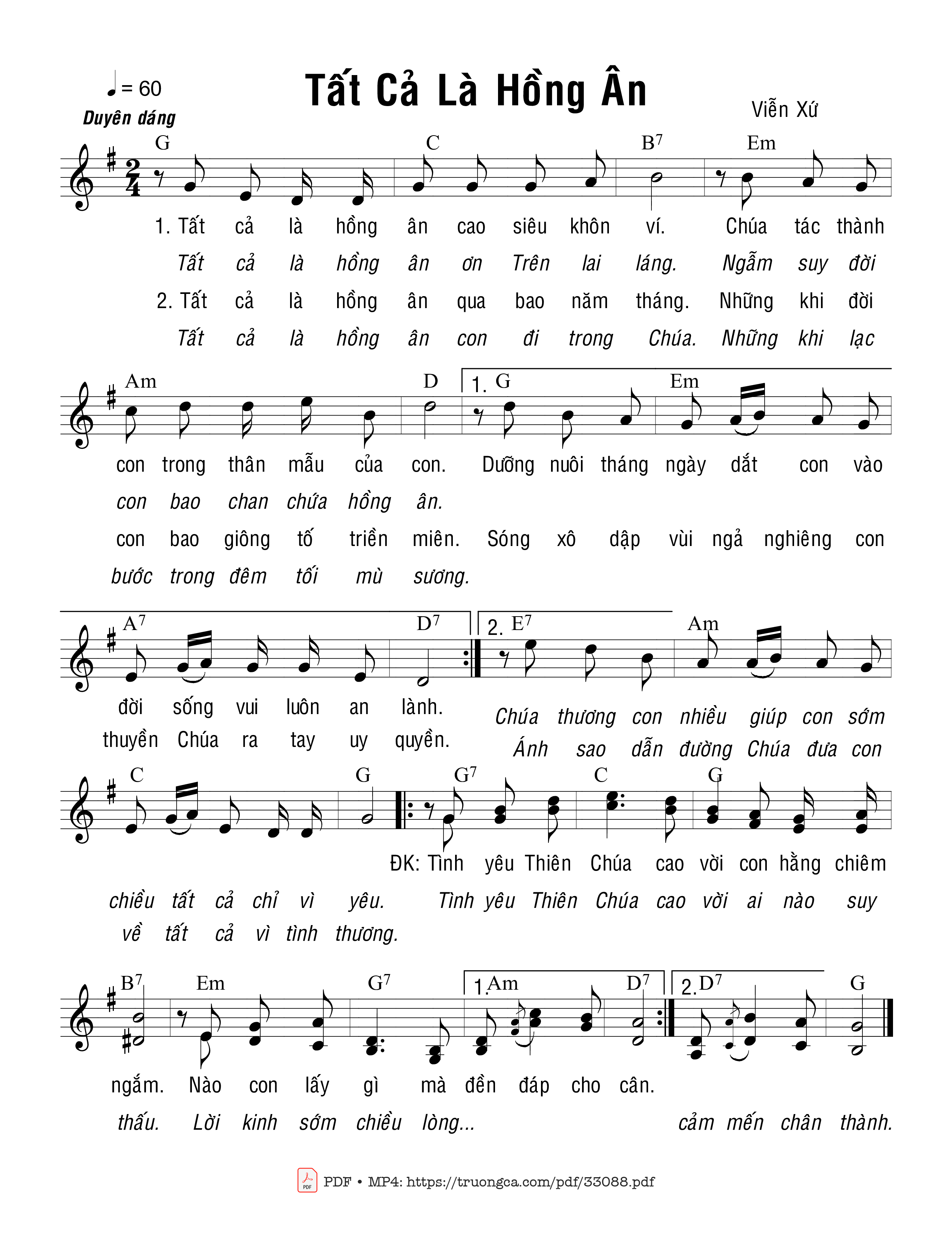 Sheet PDF of Tất Cả Là Hồng Ân