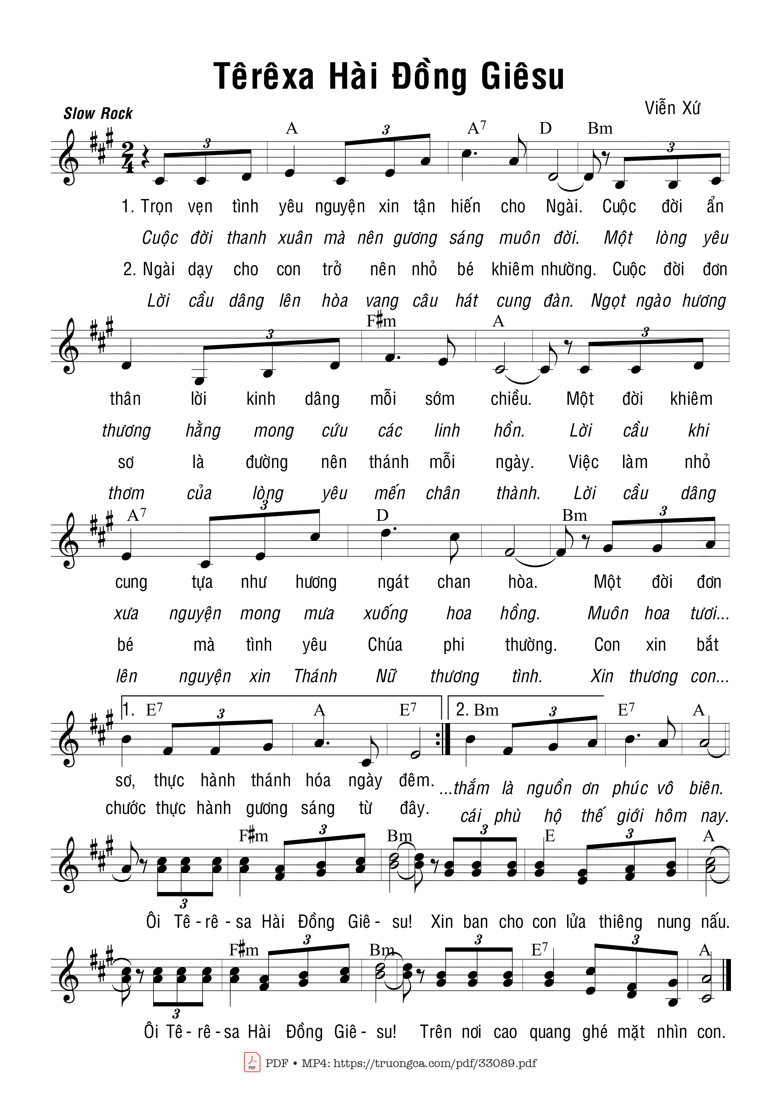Page 1 of Sheet music PDF Têrêxa Hài Đồng Giêsu - Viễn Xứ