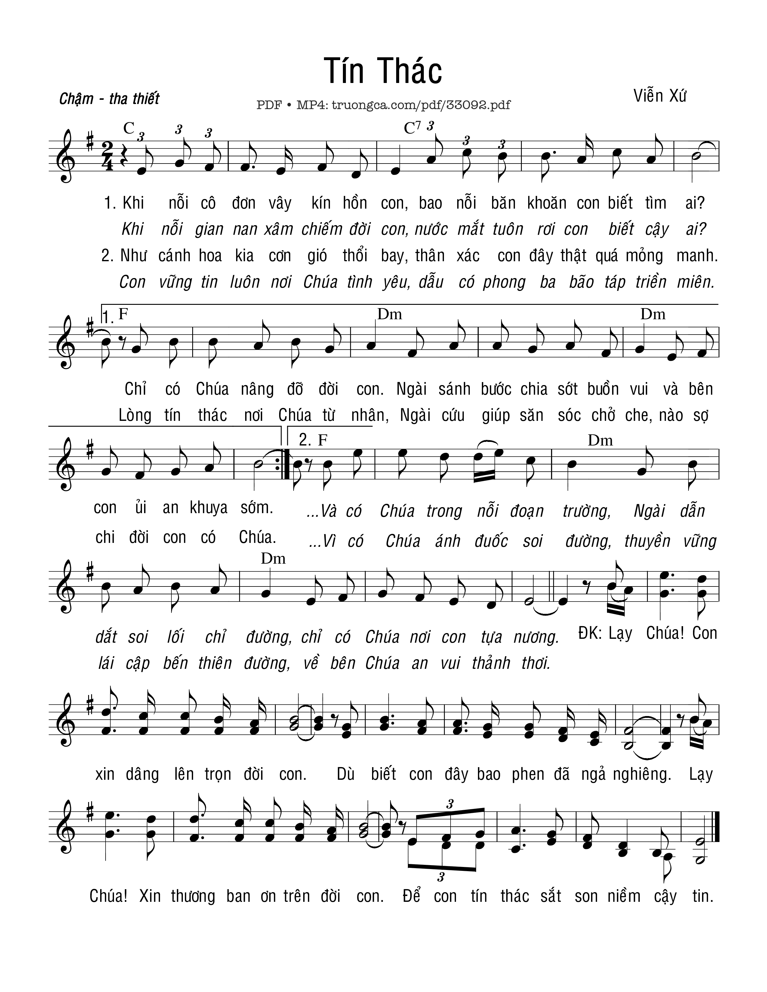 Page 1 of Sheet music PDF Tín Thác - Viễn Xứ