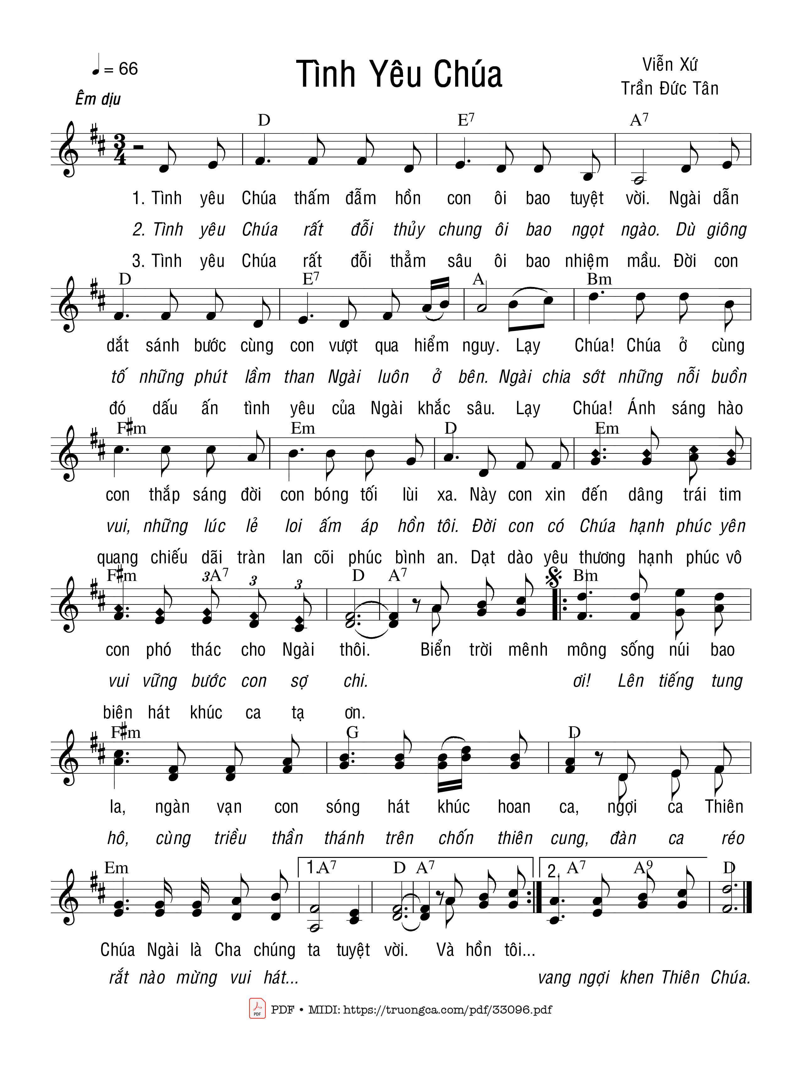 Page 1 of Sheet music PDF Tình Yêu Chúa - Viễn Xứ