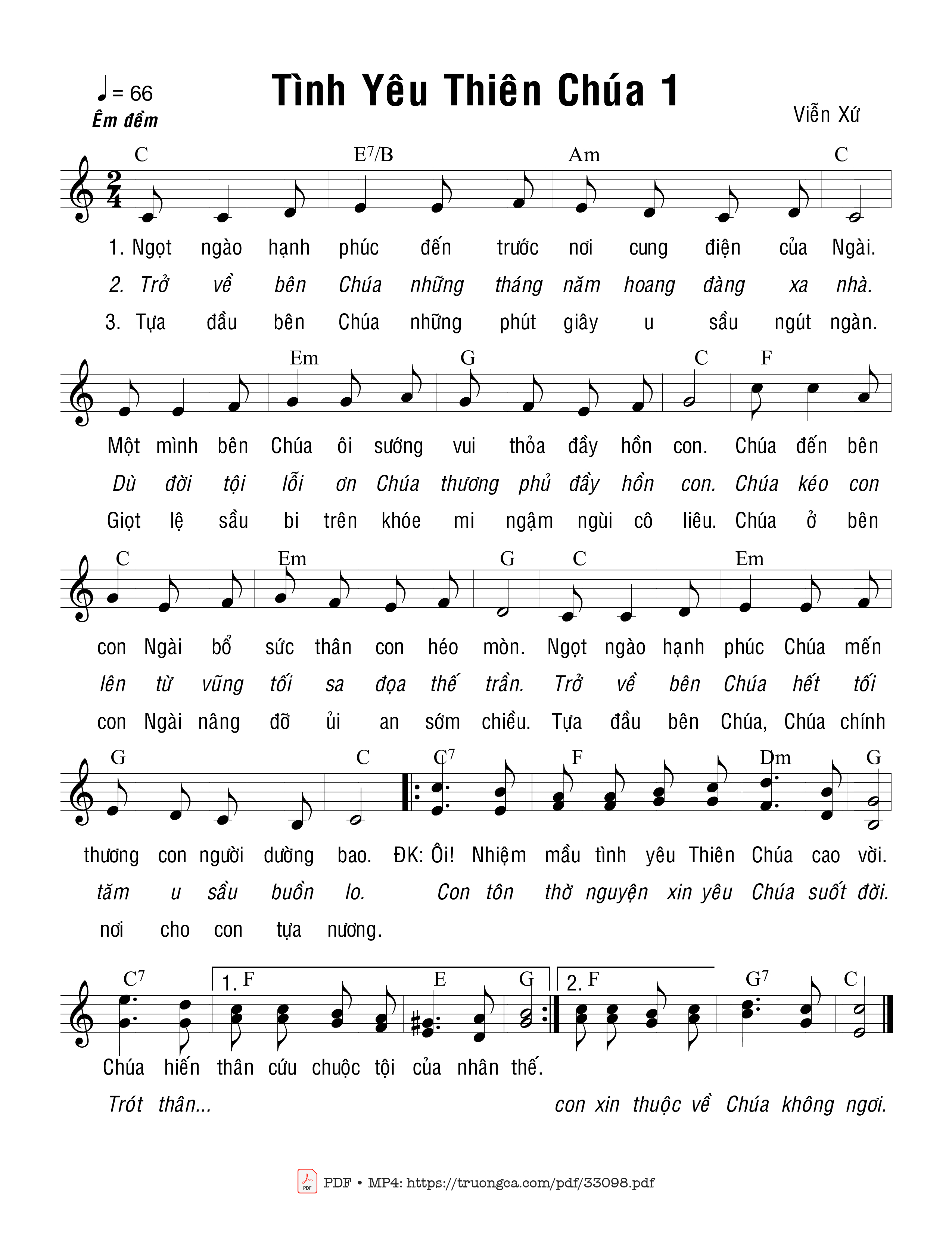 Sheet PDF of Tình Yêu Thiên Chúa 1
