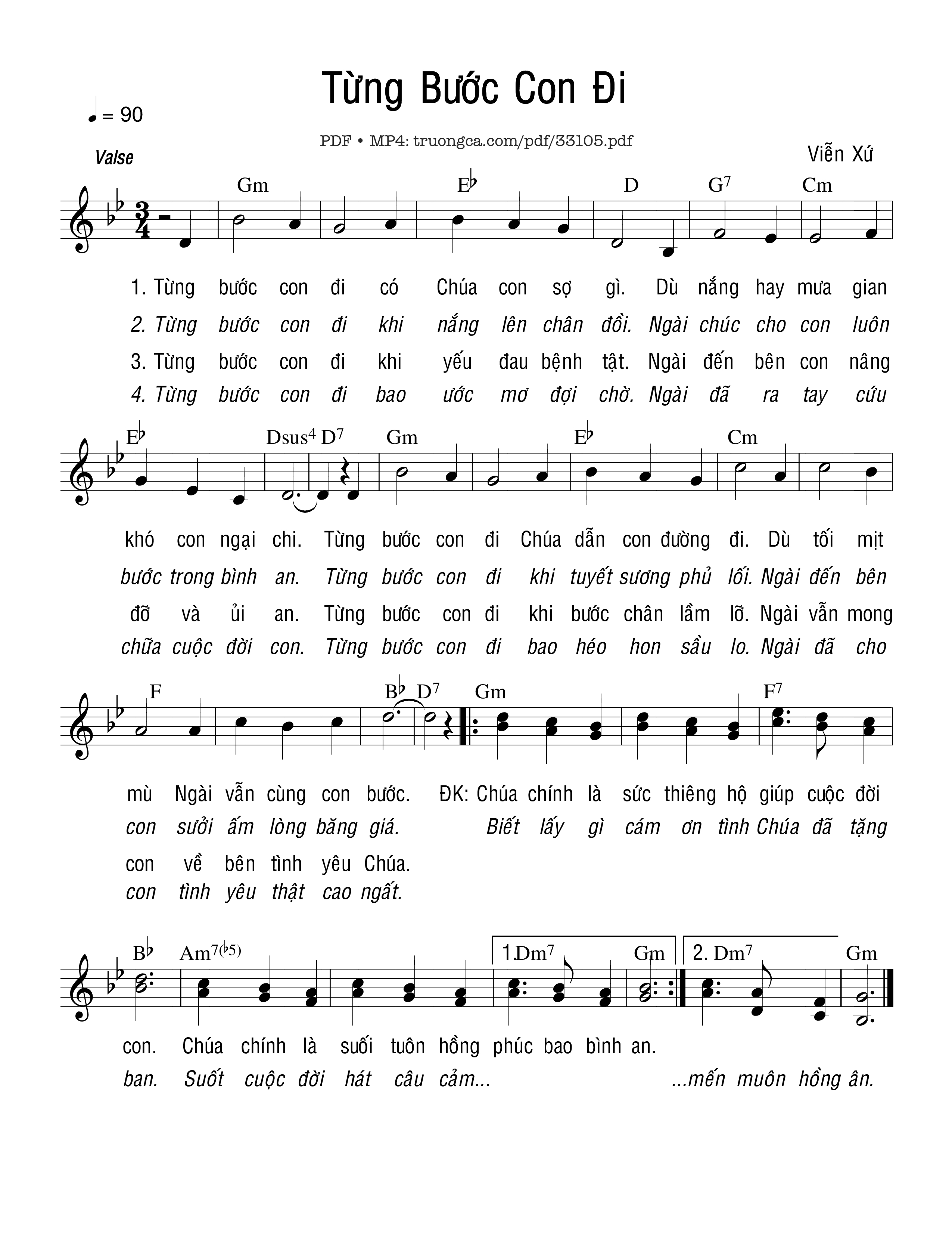 Sheet PDF of Từng Bước Con Đi