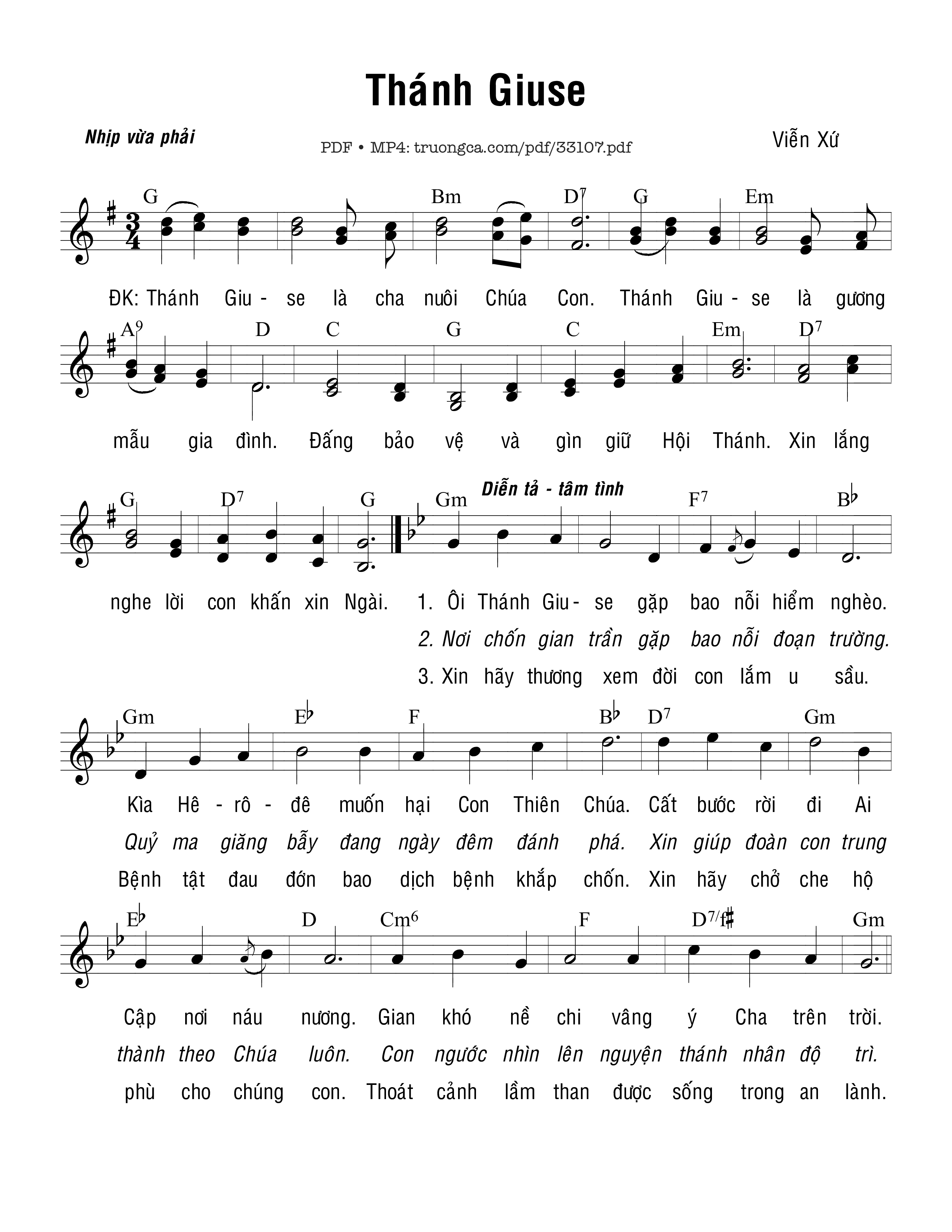 Page 1 of Sheet music PDF Thánh Giuse - Viễn Xứ