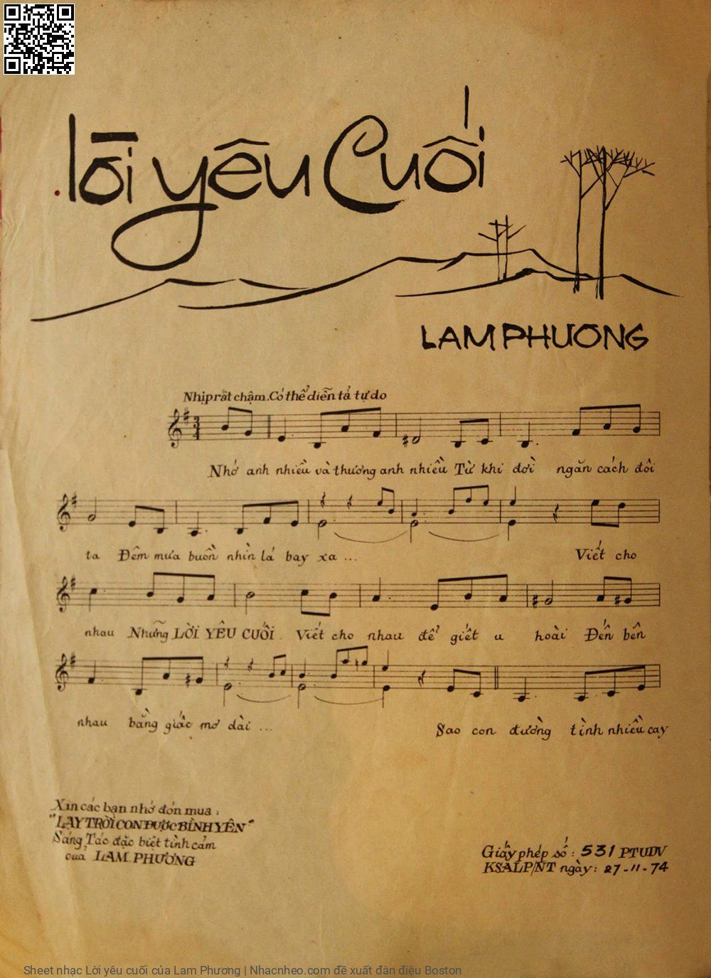 Page 2 of Sheet music PDF Lời yêu cuối - Lam Phương