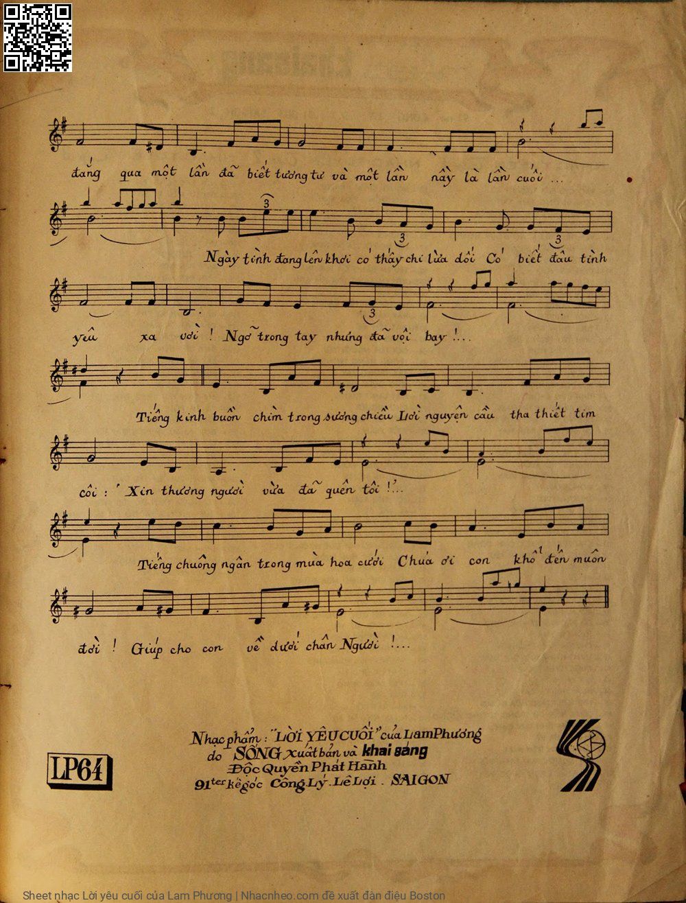 Page 3 of Sheet music PDF Lời yêu cuối - Lam Phương