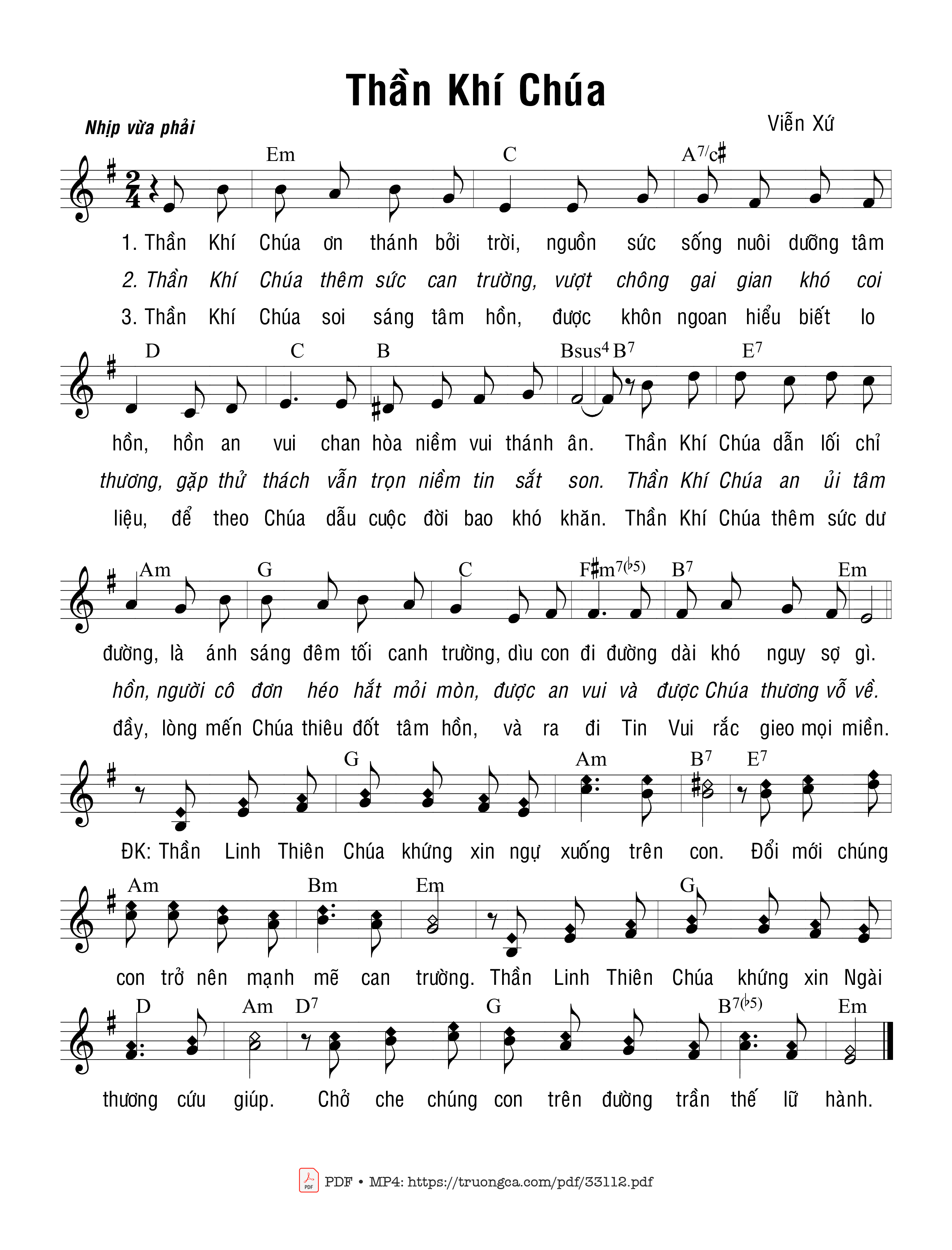 Sheet PDF of Thần Khí Chúa