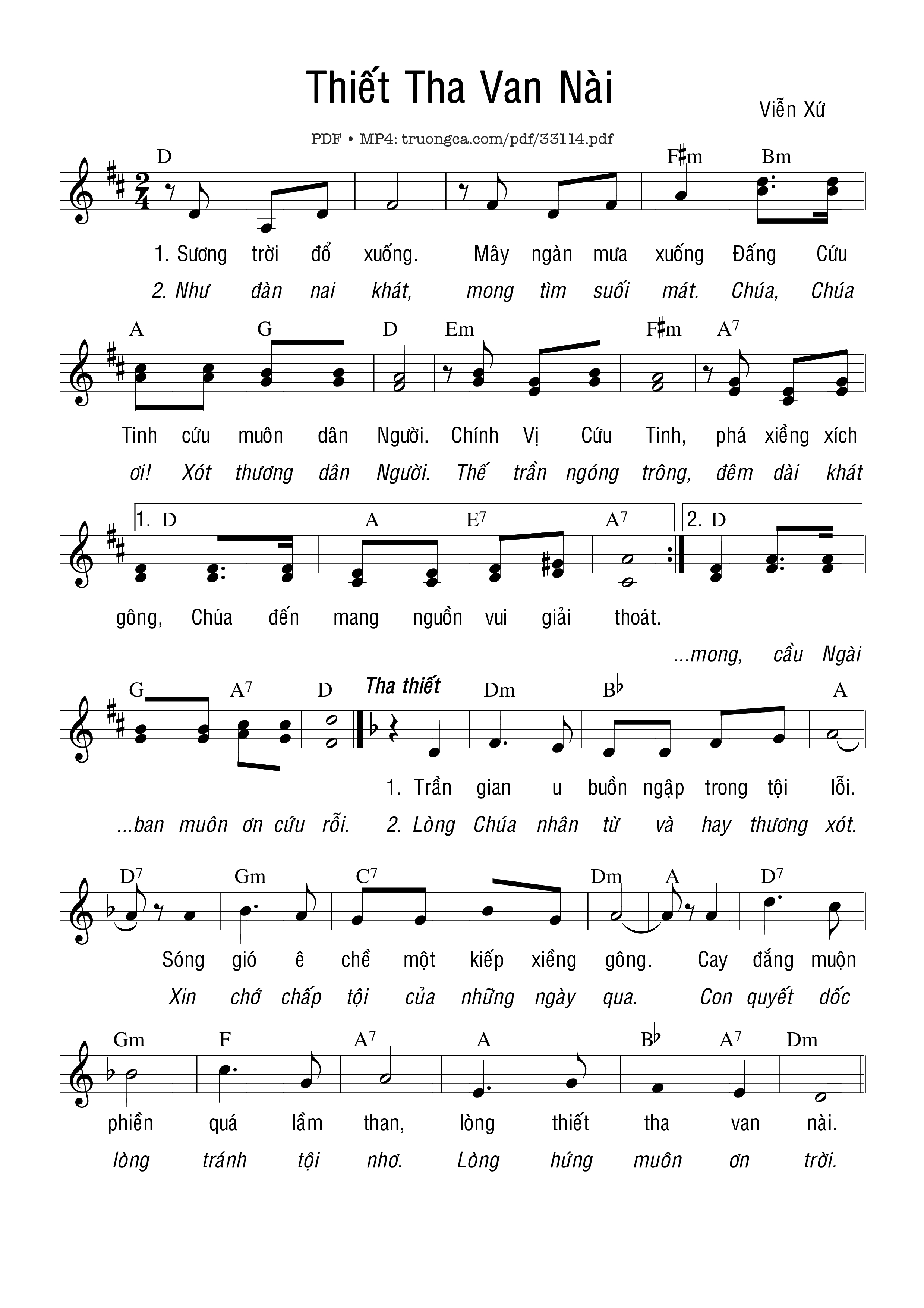 Sheet PDF of Thiết Tha Van Nài