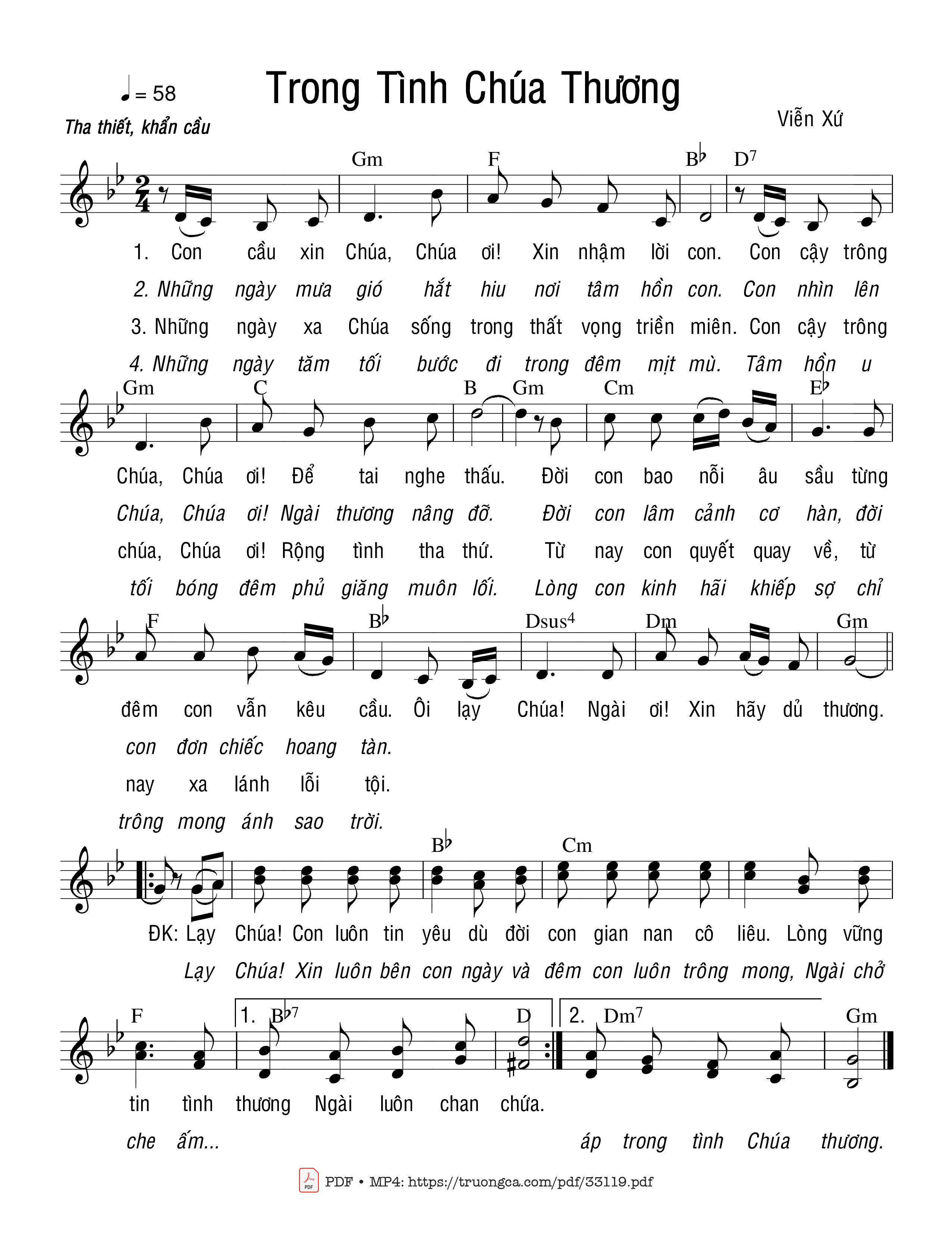 Sheet PDF of Trong Tình Chúa Thương