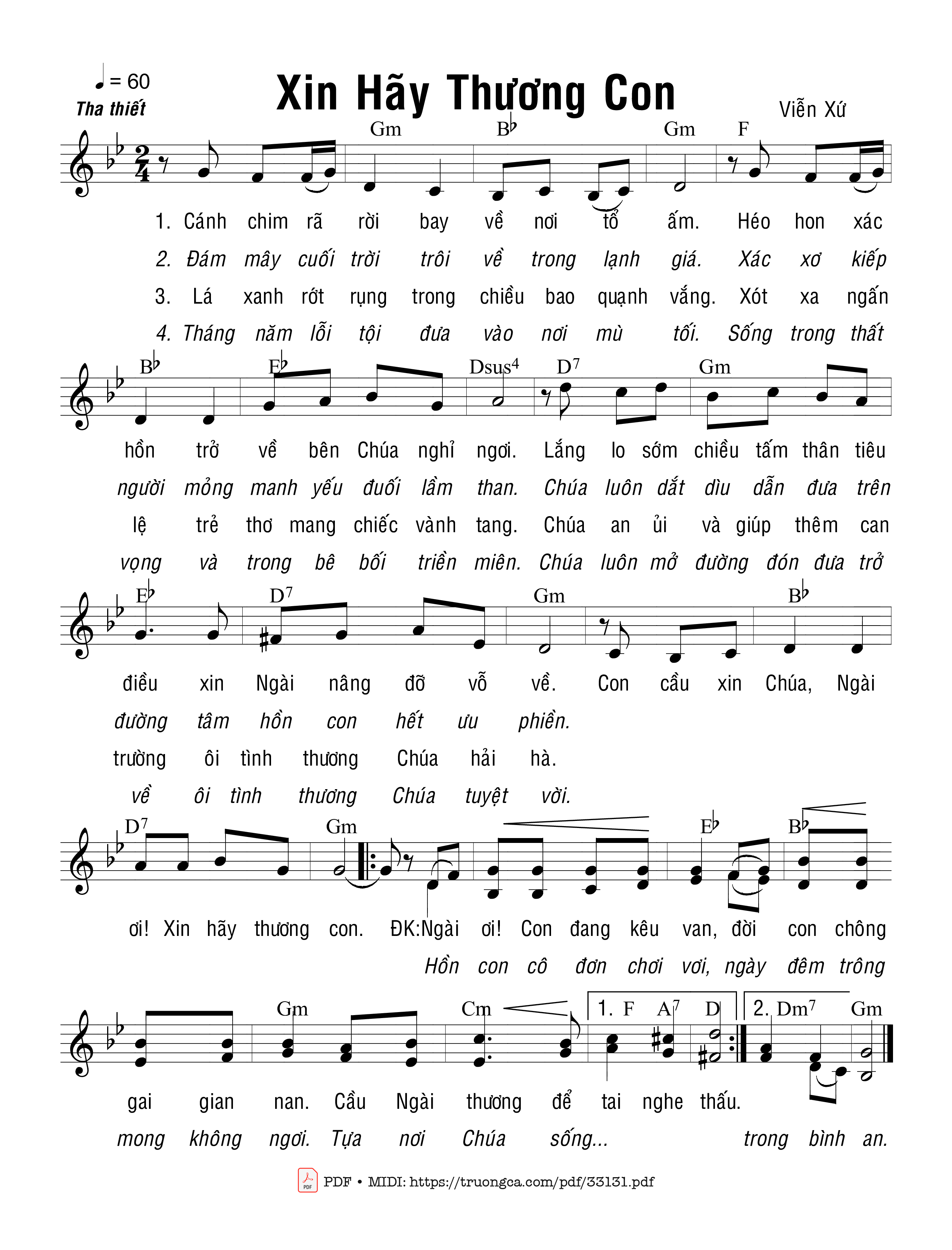 Sheet PDF of Xin Hãy Thương Con