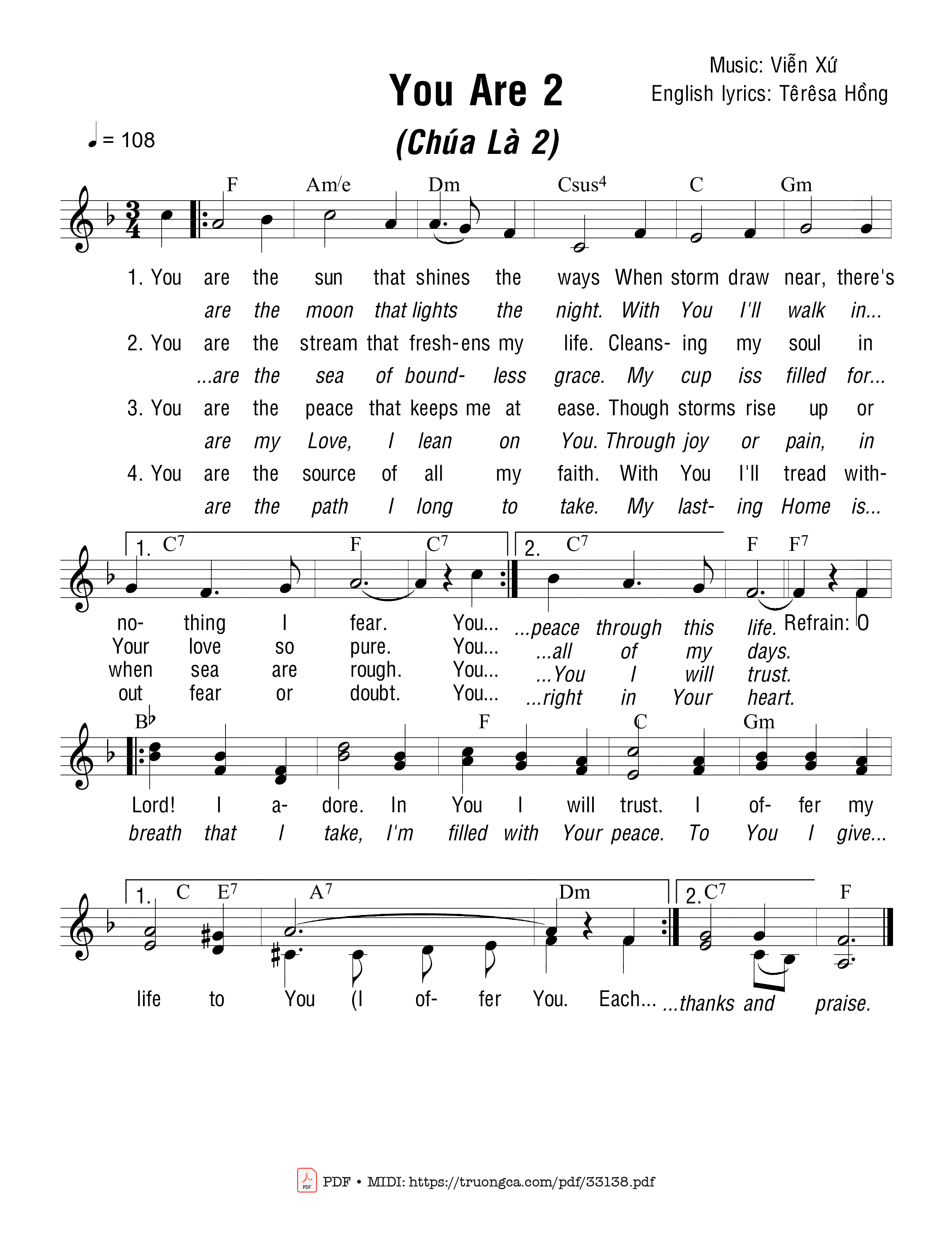 Sheet PDF of You Are (Chúa Là 2)