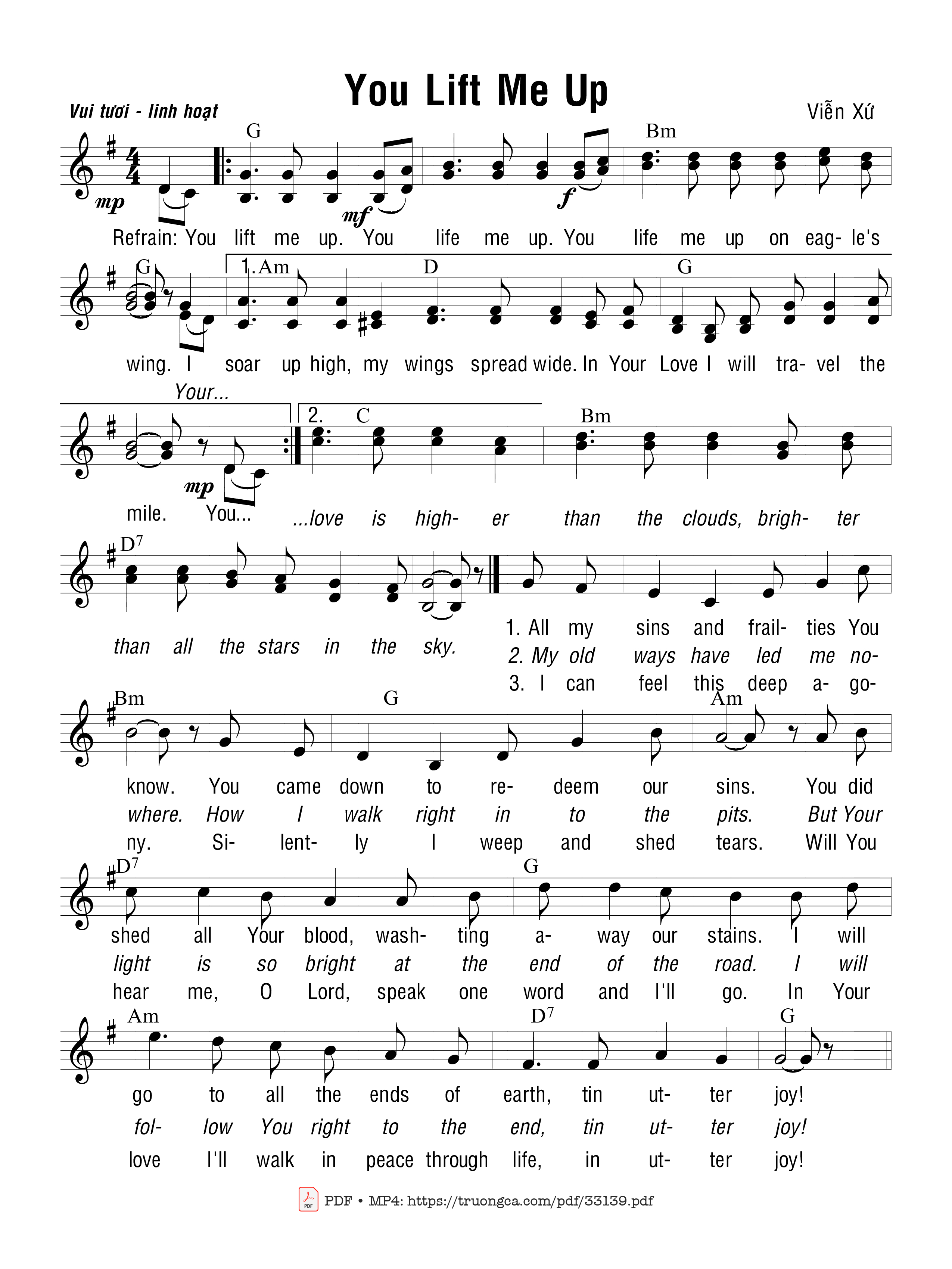 Sheet PDF of You Lift Me Up (Ngài Nâng Con Lên)