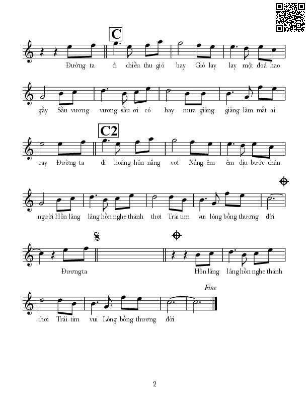 Page 2 of Sheet music PDF Lòng bỗng thương đời - Lê Tín Hương