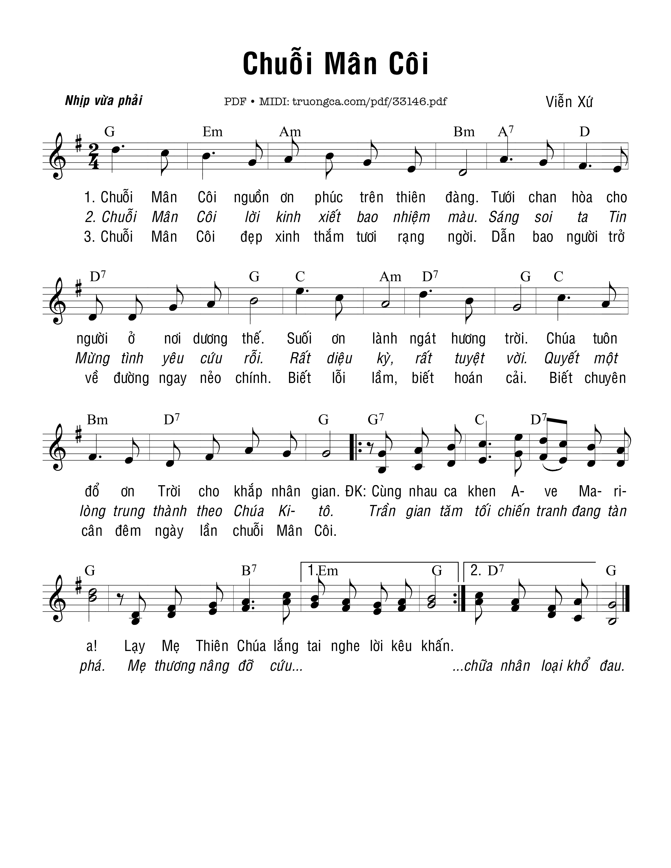 Sheet PDF of Chuỗi Mân Côi