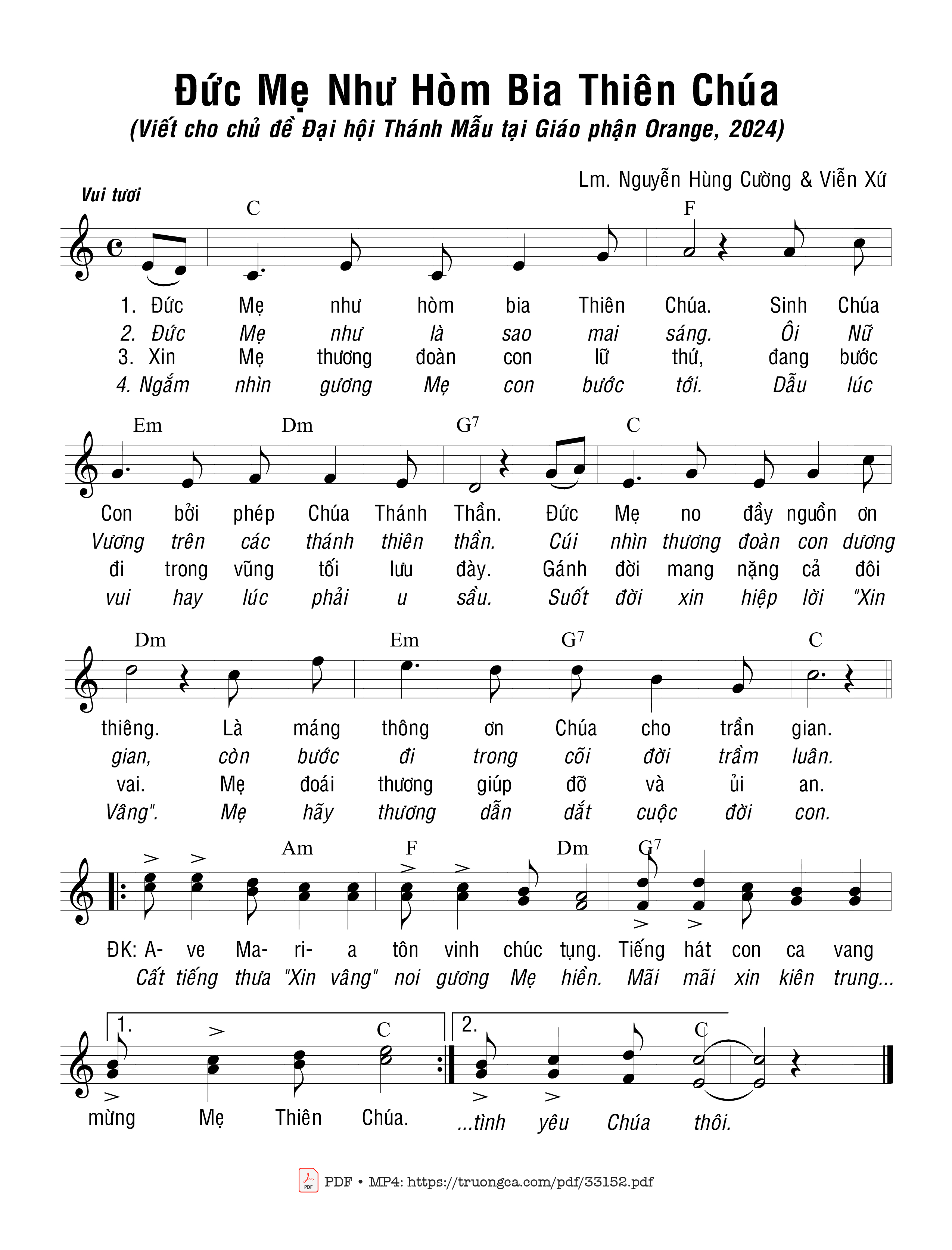 Sheet PDF of Đức Mẹ Như Hòm Bia Thiên Chúa