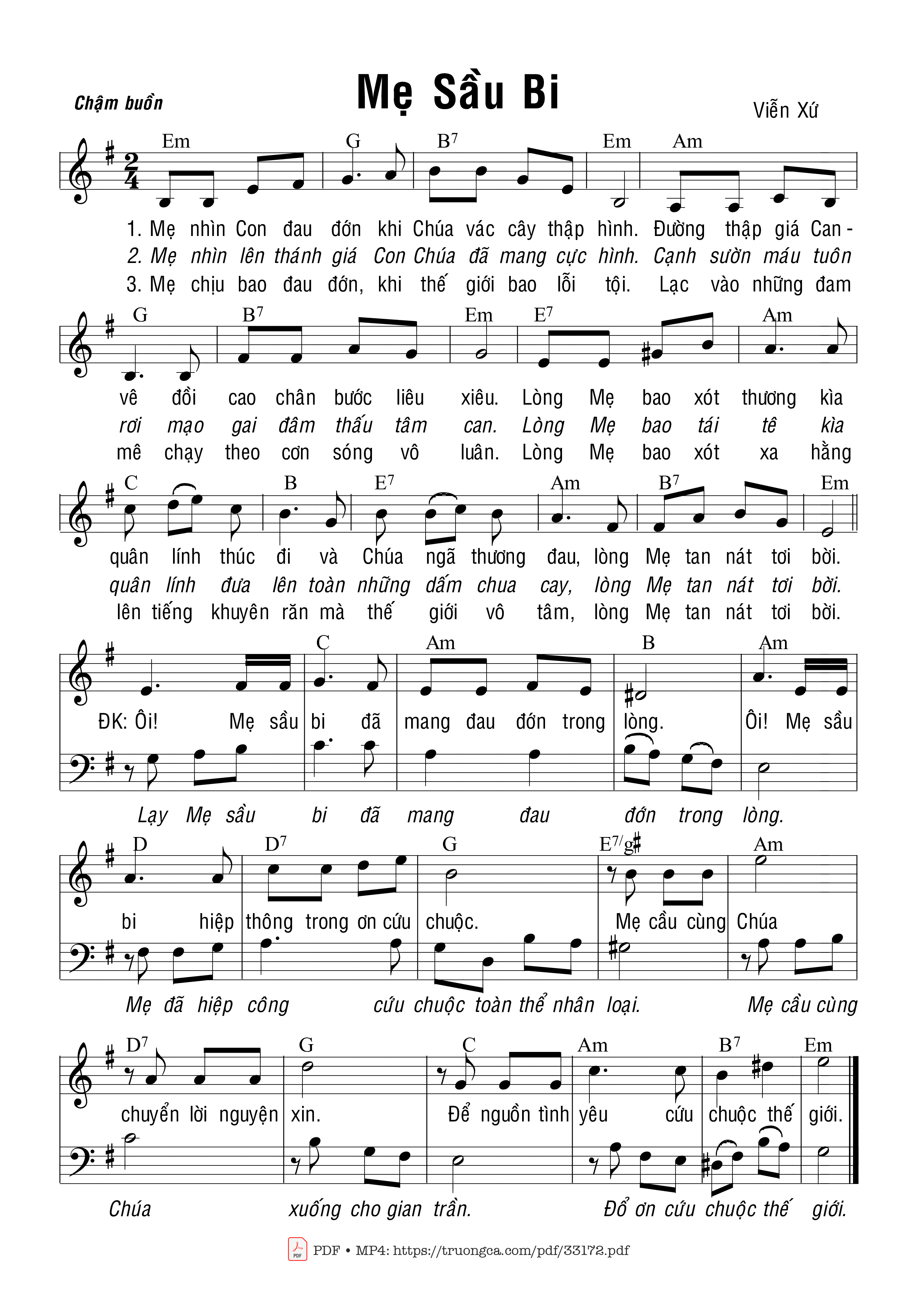 Page 1 of Sheet music PDF Mẹ Sầu Bi - Viễn Xứ