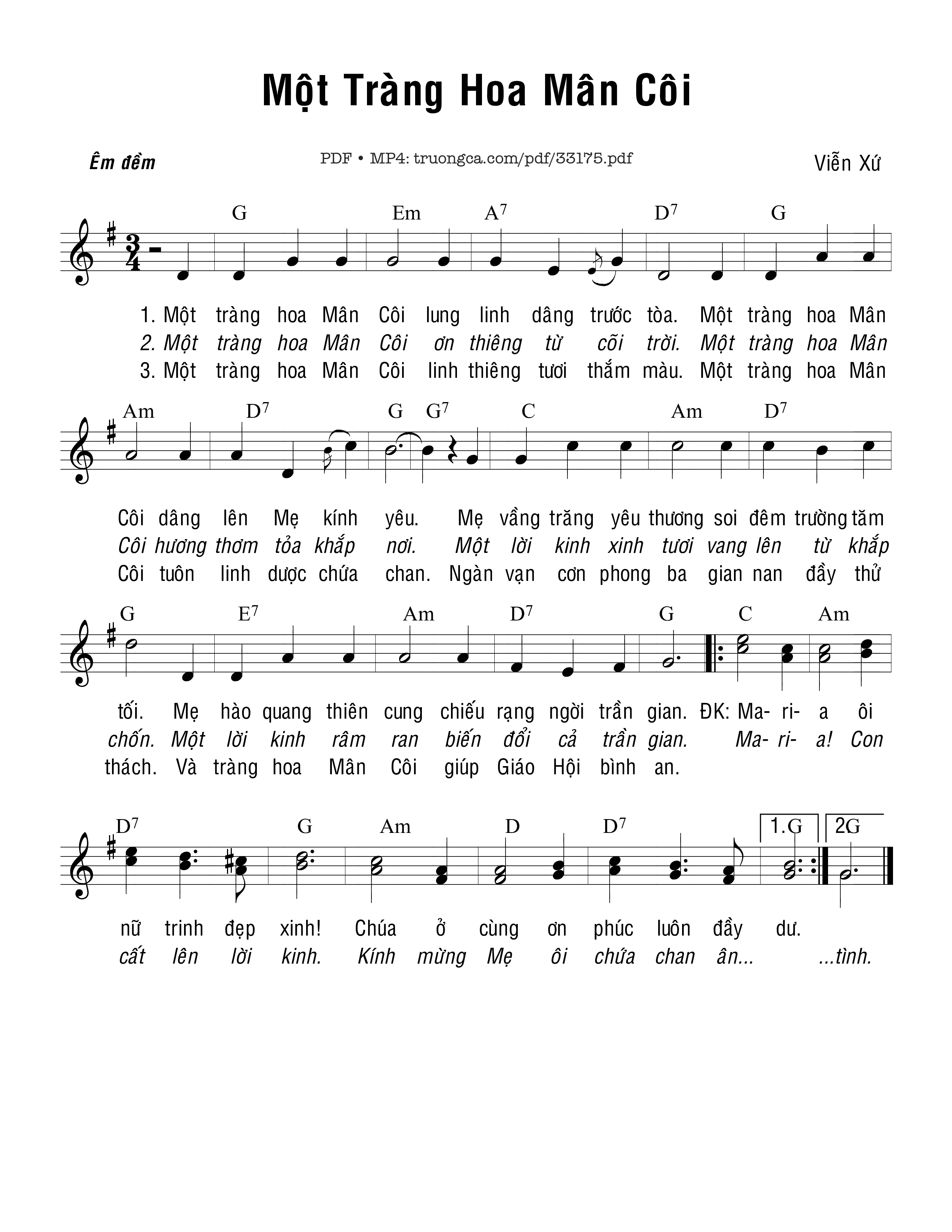 Sheet PDF of Một Tràng Hoa Mân Côi