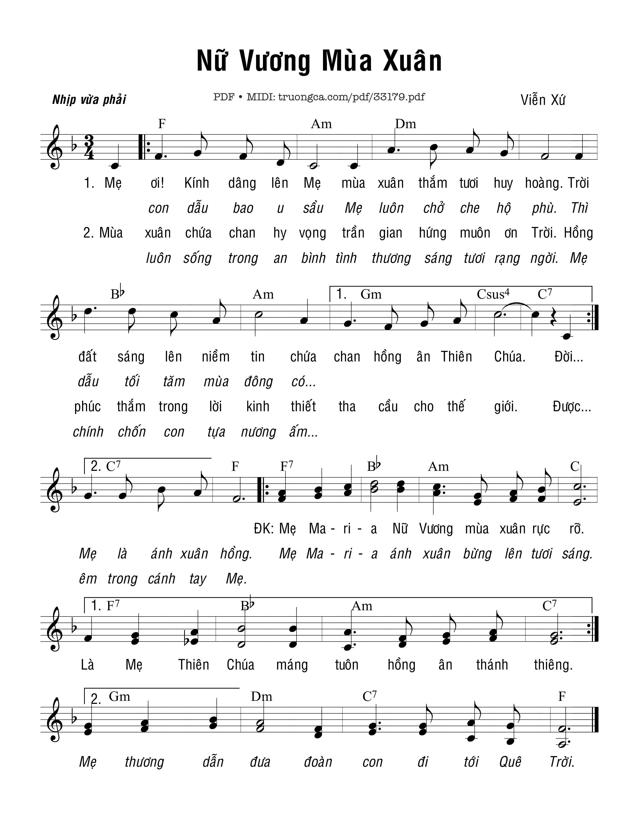 Page 1 of Sheet music PDF Nữ Vương Mùa Xuân - Viễn Xứ