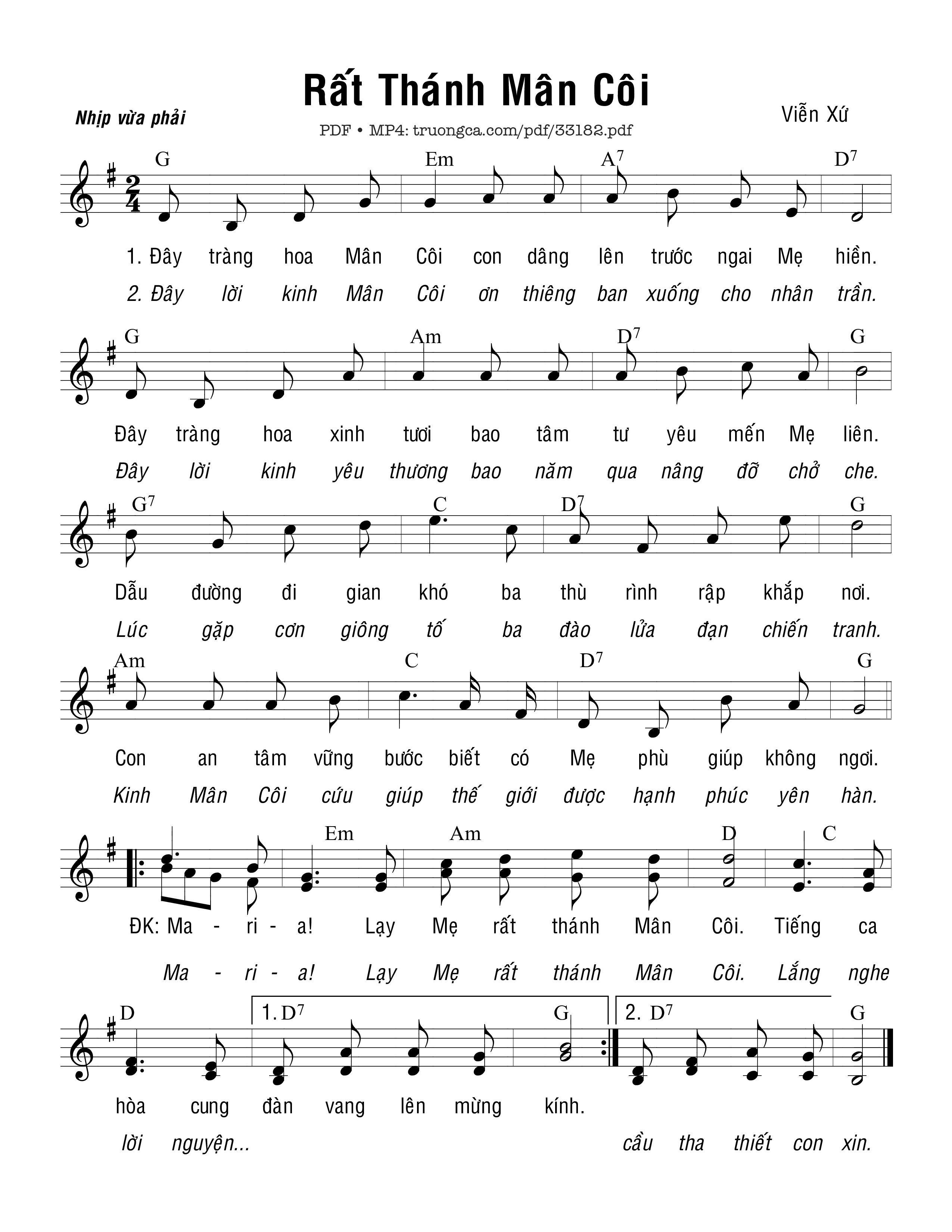 Sheet PDF of Rất Thánh Mân Côi