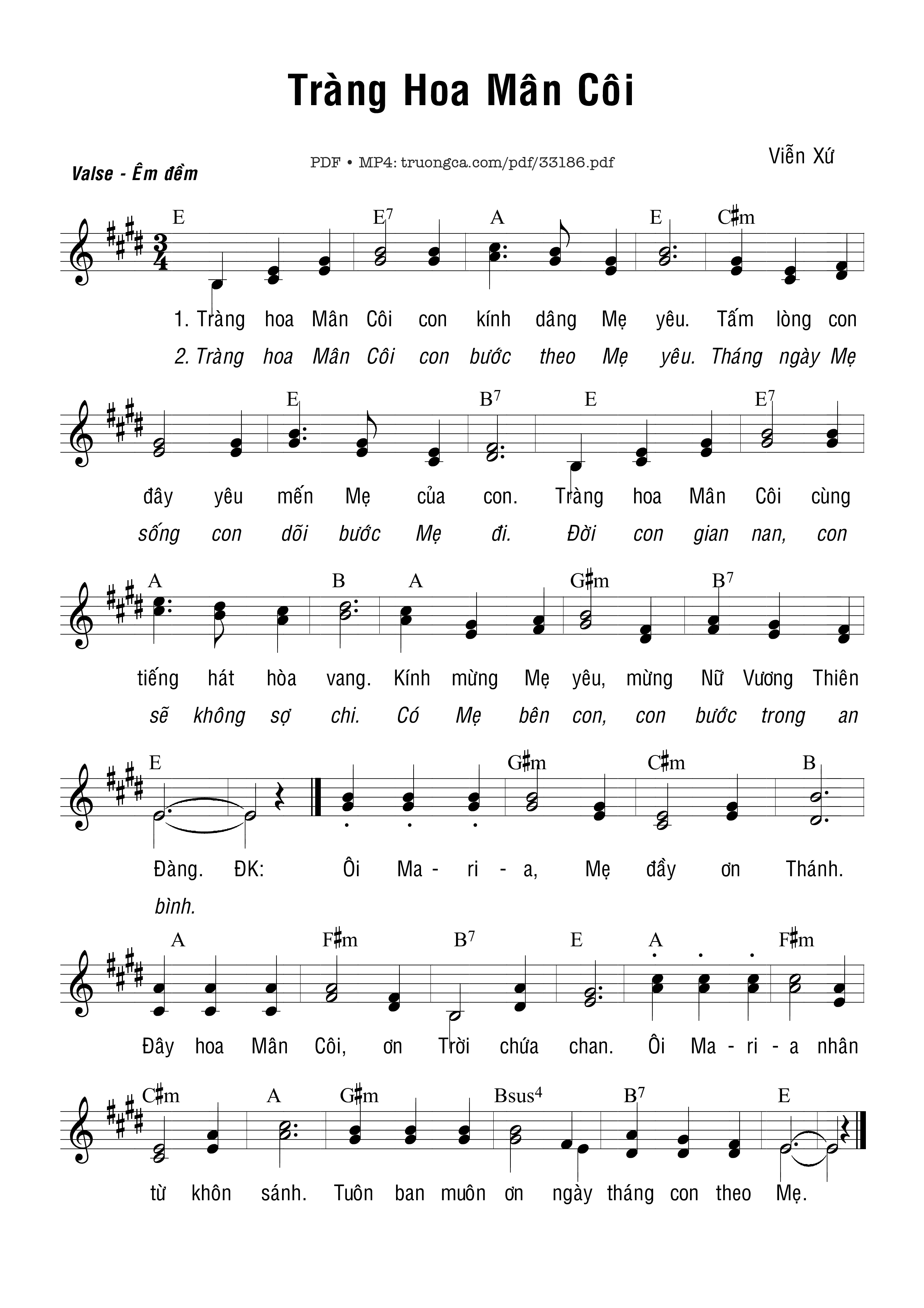 Sheet PDF of Tràng Hoa Mân Côi