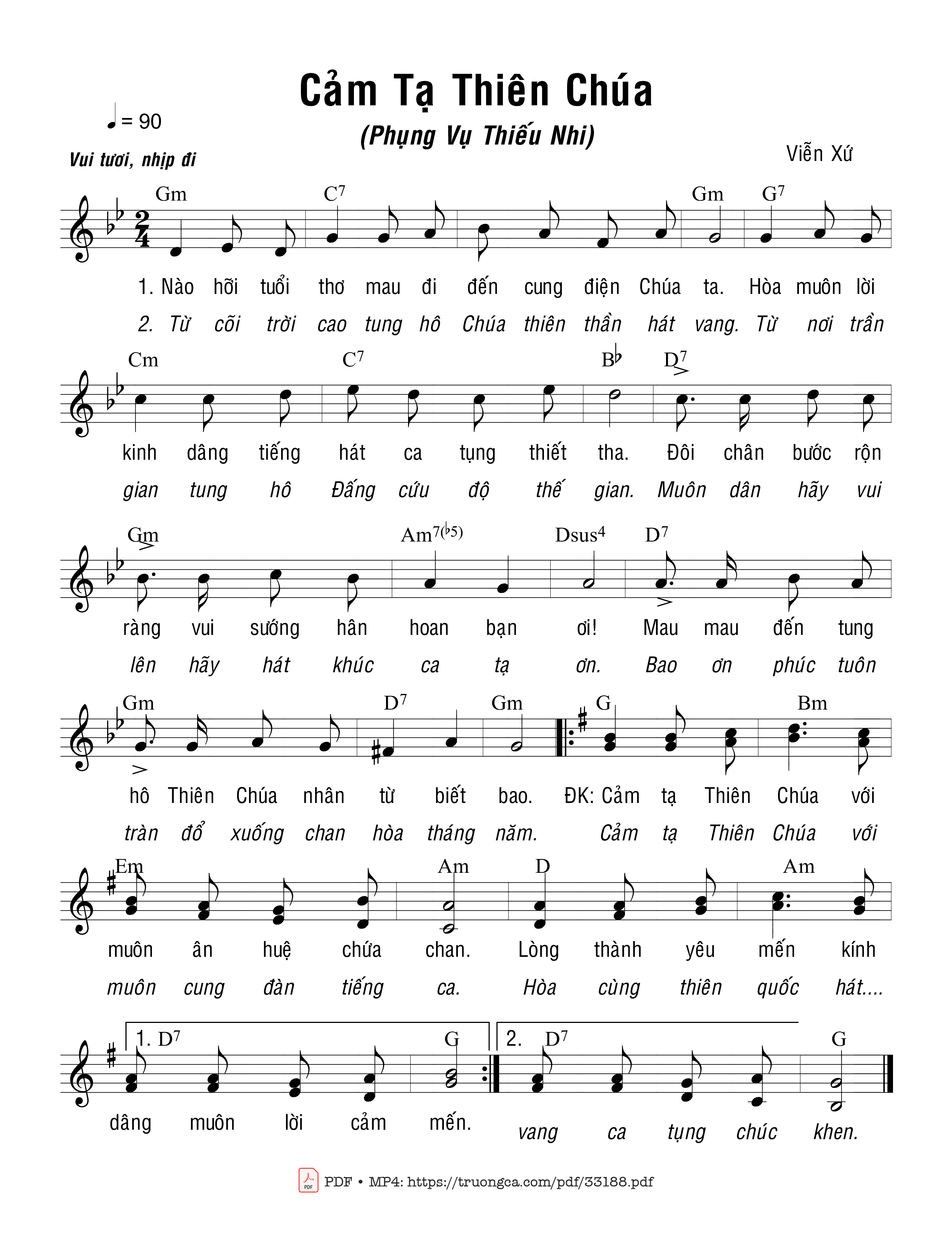 Sheet PDF of Cảm Tạ Thiên Chúa