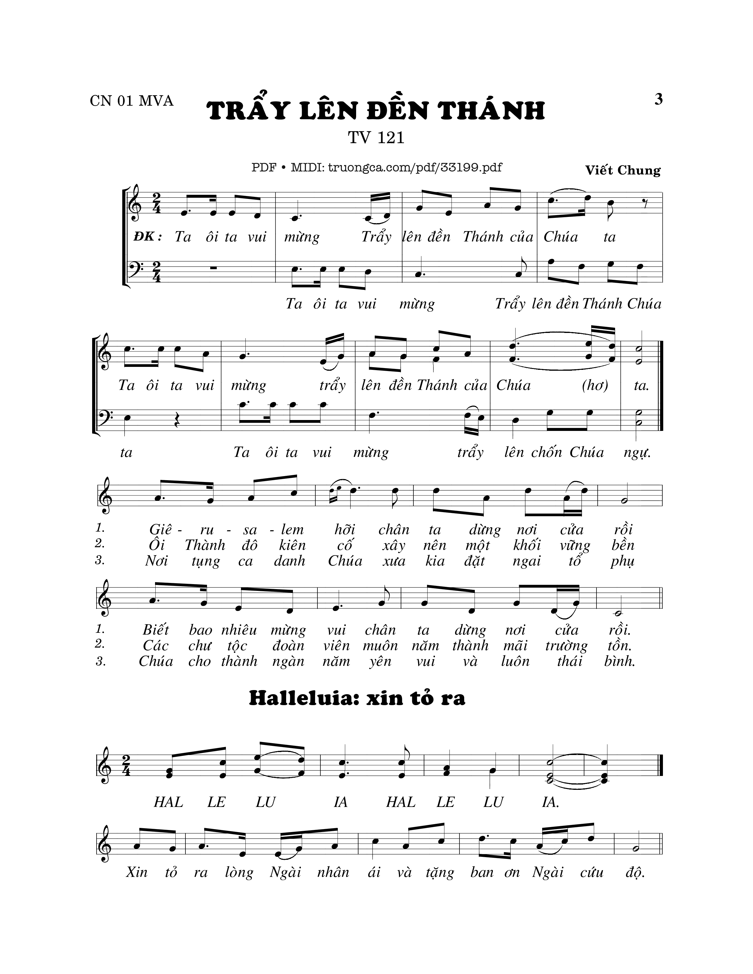 Sheet PDF of Thánh Vịnh 121, Trẩy Lên Đền Thánh